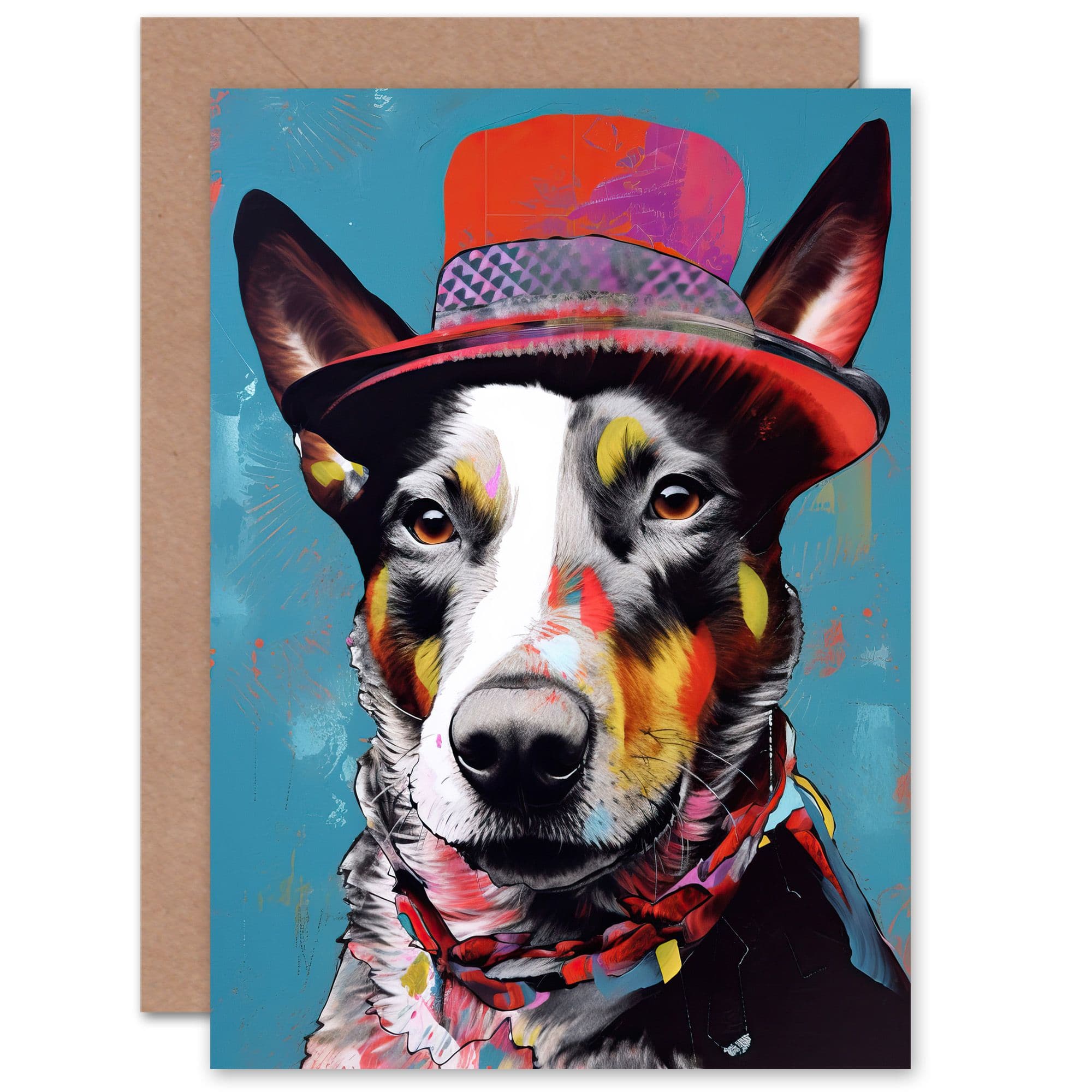 Border Collie Hat and Scarf Dog Lover Birthday Thank You Greeting Card