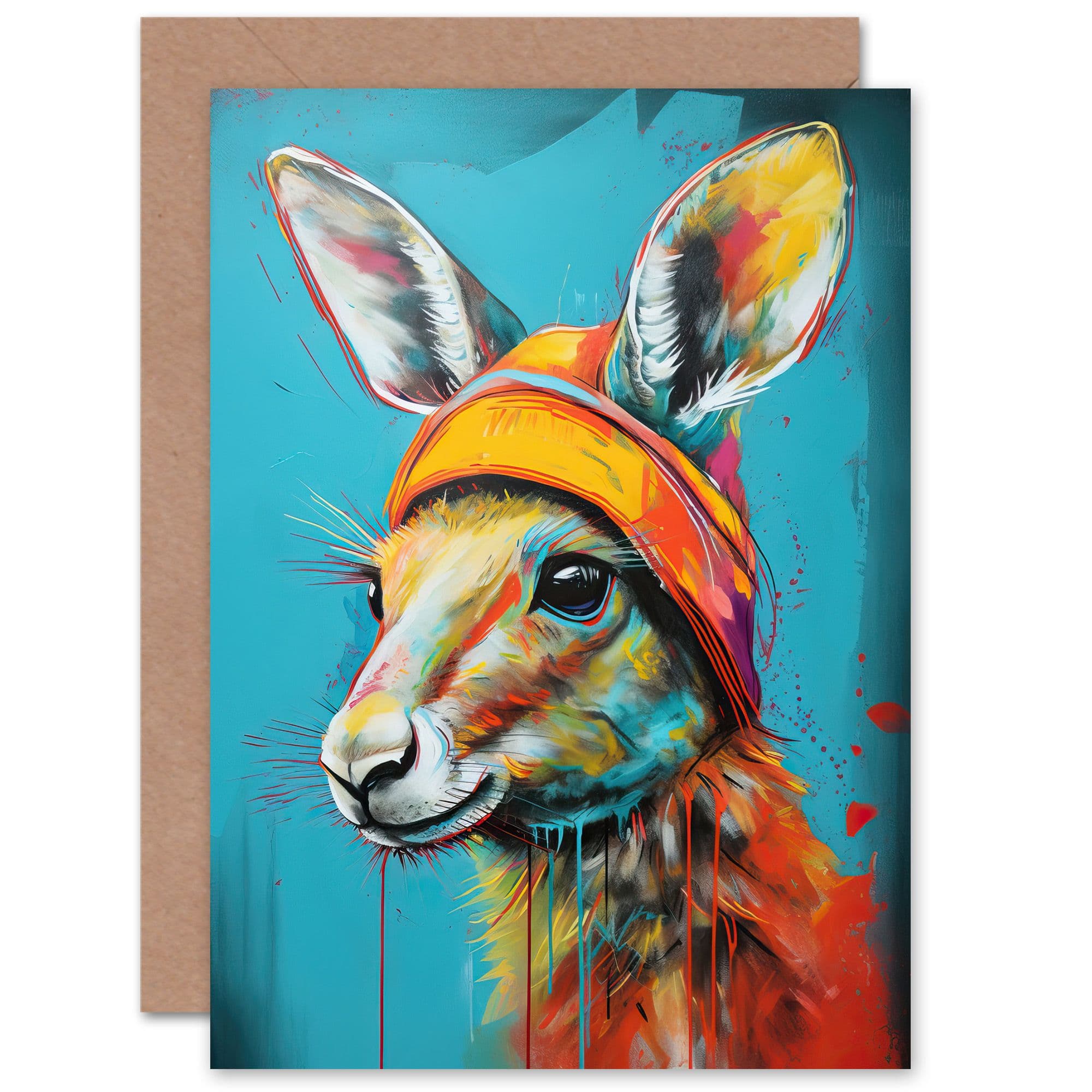 Fun Kangaroo Joey Hat Wife Her Birthday Thank You Greeting Card