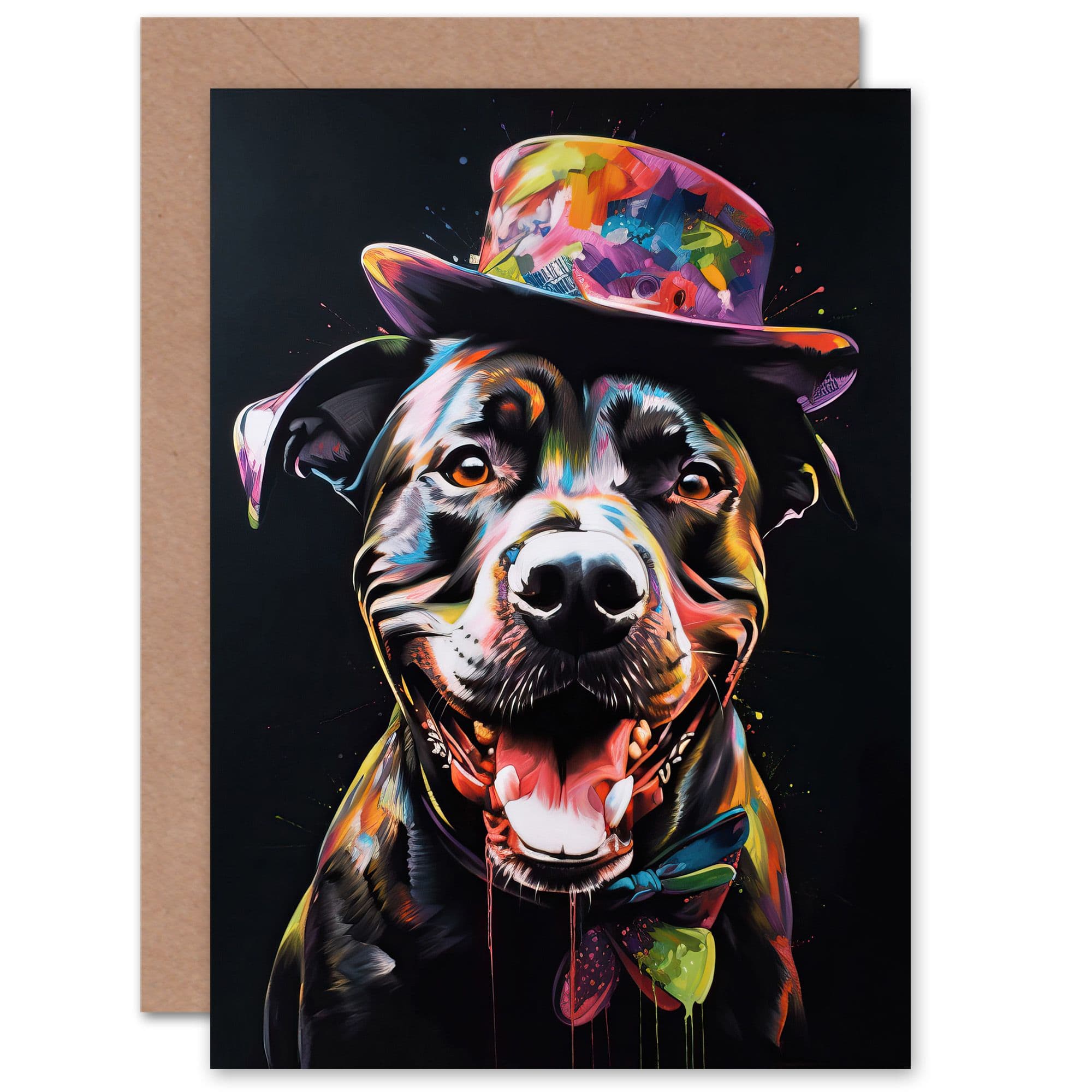Top Hat Lab Labrador Dog Husband Him Dad Birthday Greeting Card