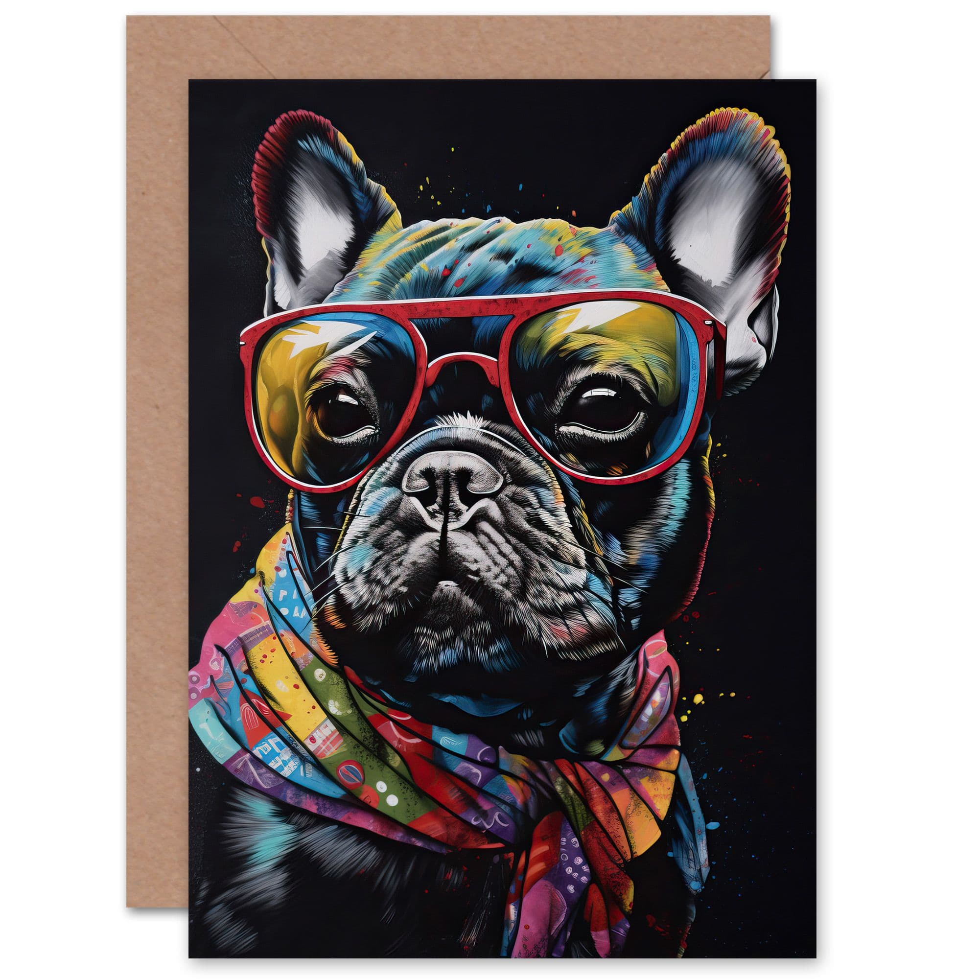 Fun Pug Bandana Husband Him Birthday Greeting Card Envelope