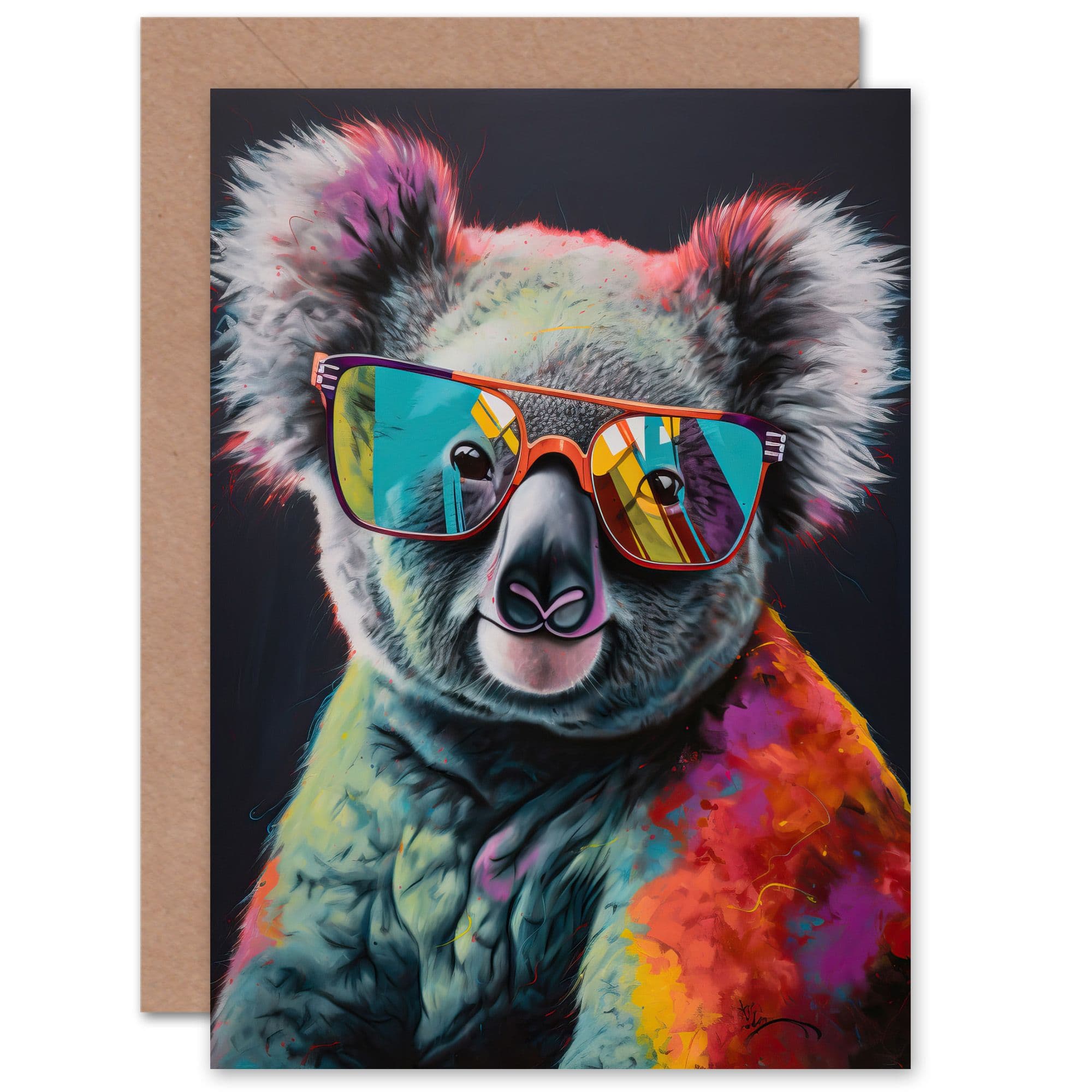 Cool Koala Bear for Wife Her Birthday Thank You Greeting Card and Envelope