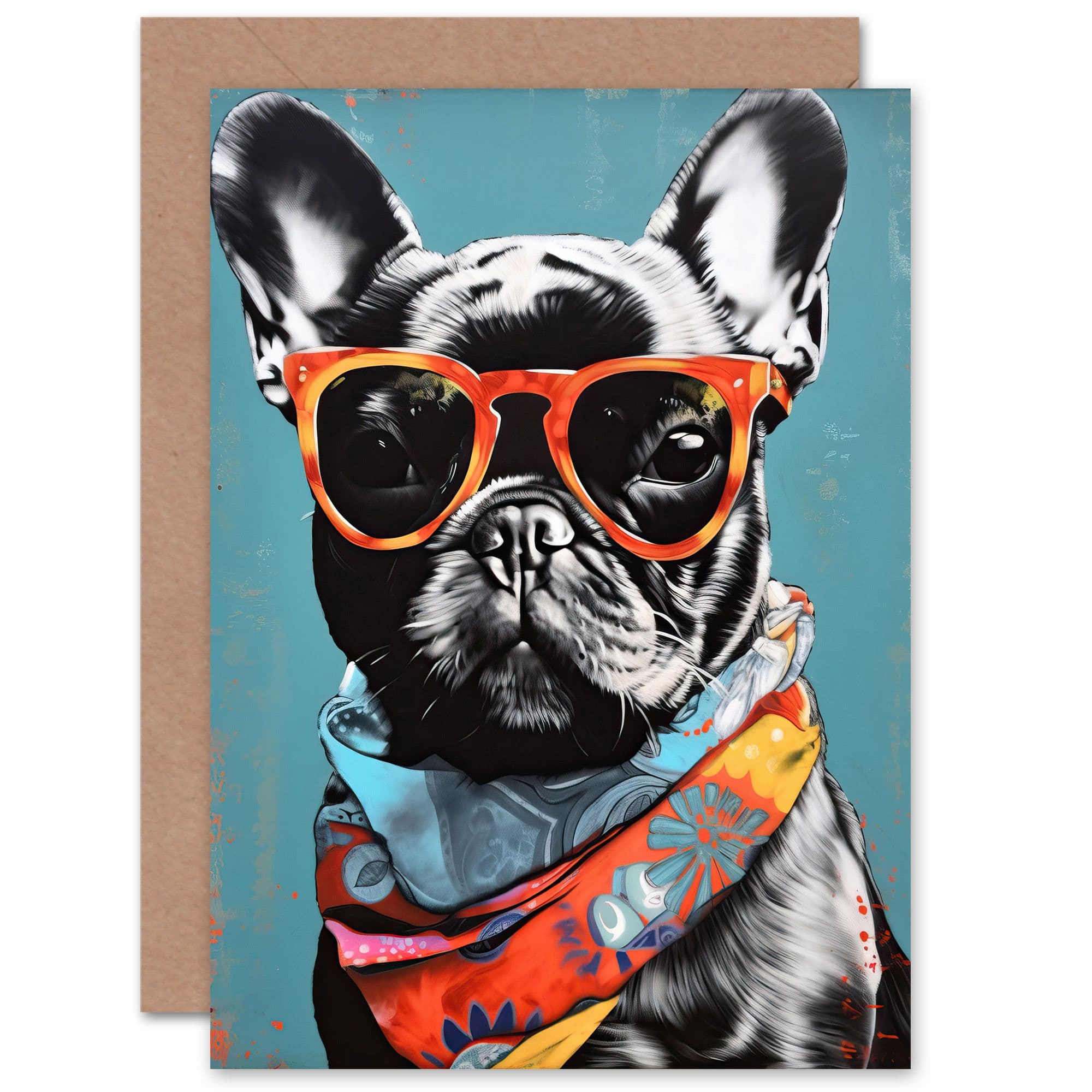 Bulldog Bandana Sunglasses Fun Him or Her Birthday Greeting Card