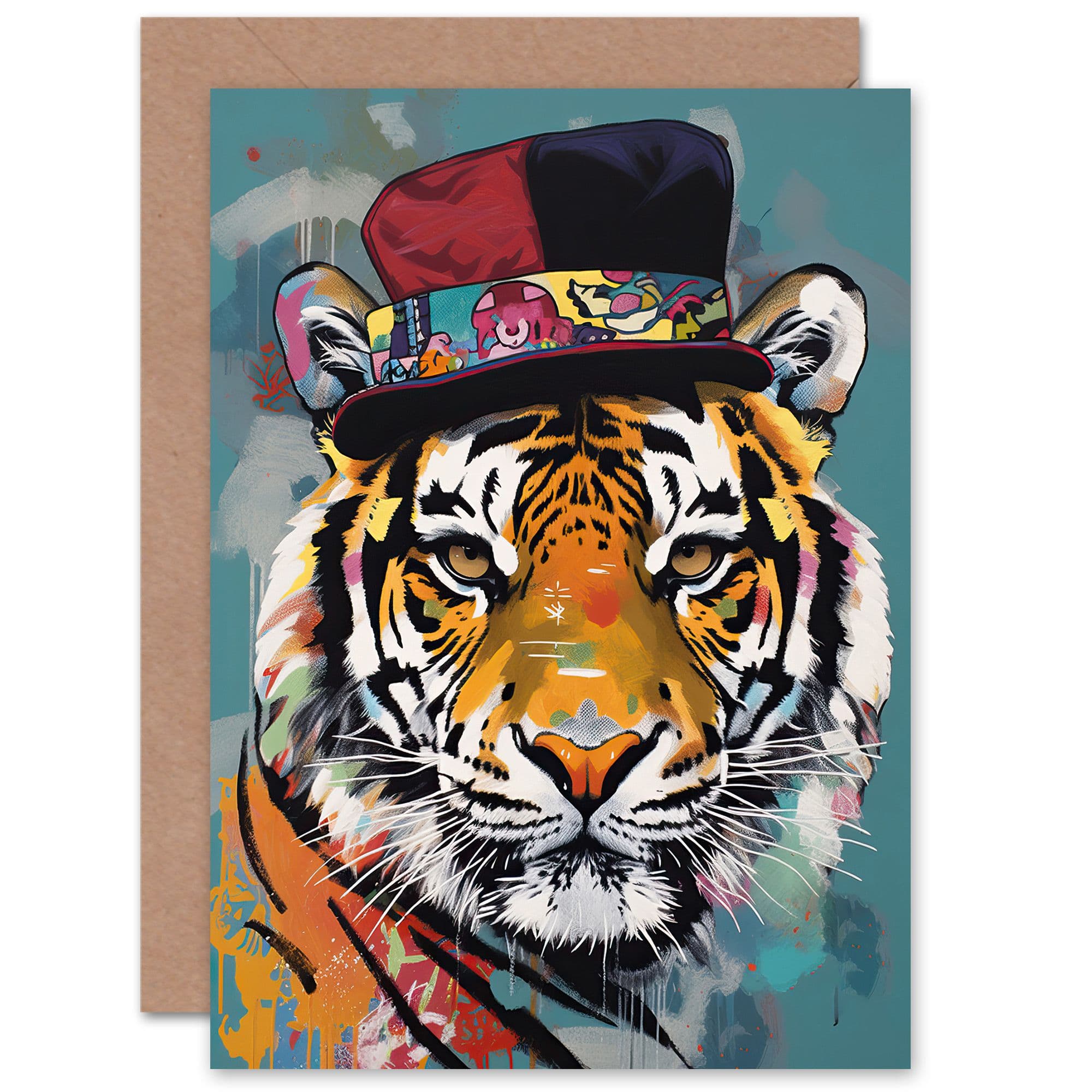 The Tiger in the Top Hat for Him or Her Birthday Thank You Greeting Card