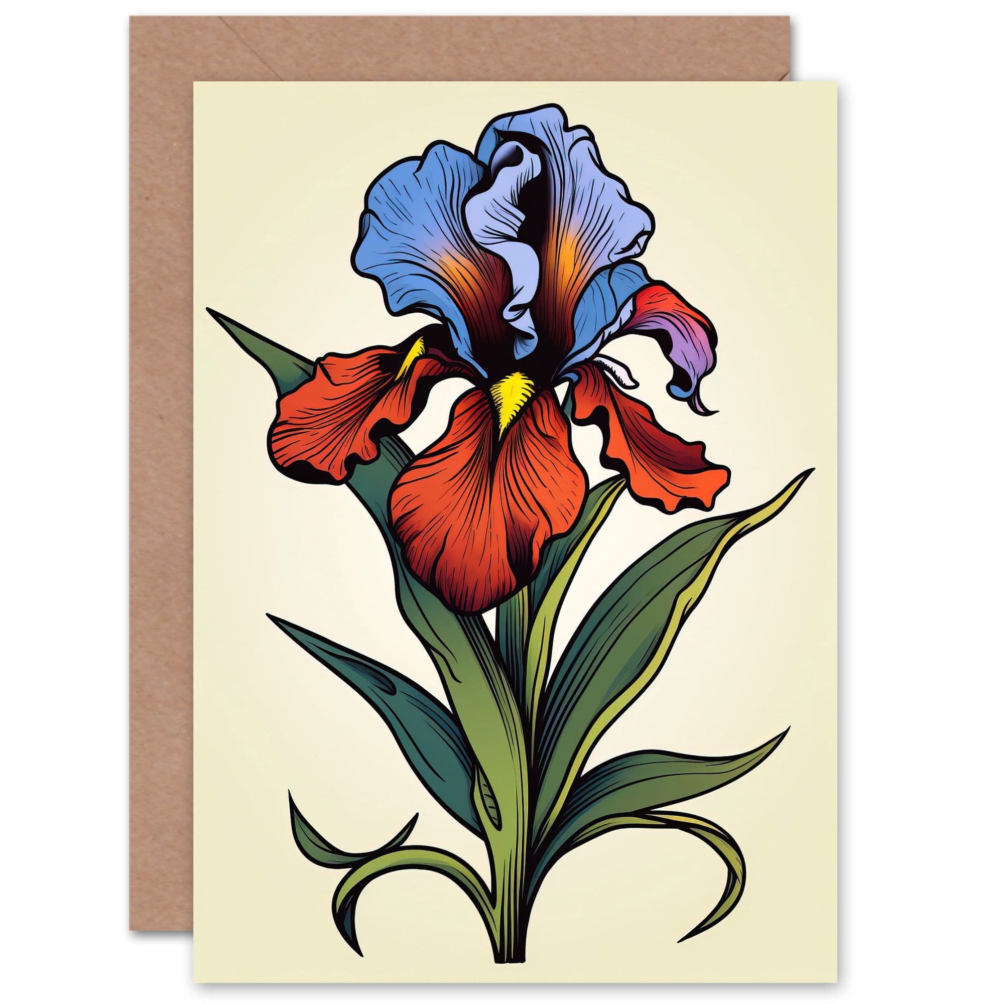 Simple Single Iris Flower Birthday Thank You Mothers Day Greeting Card