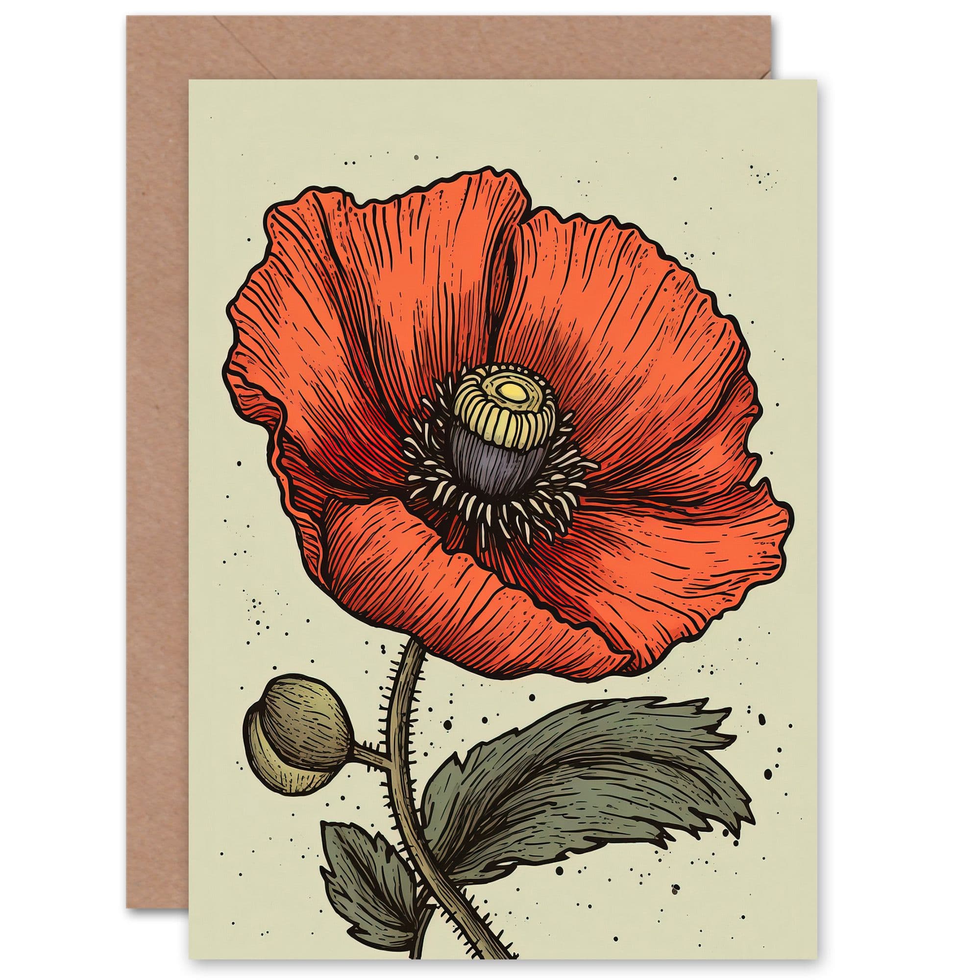 Single Poppy Birthday Mothers Day Greeting Card