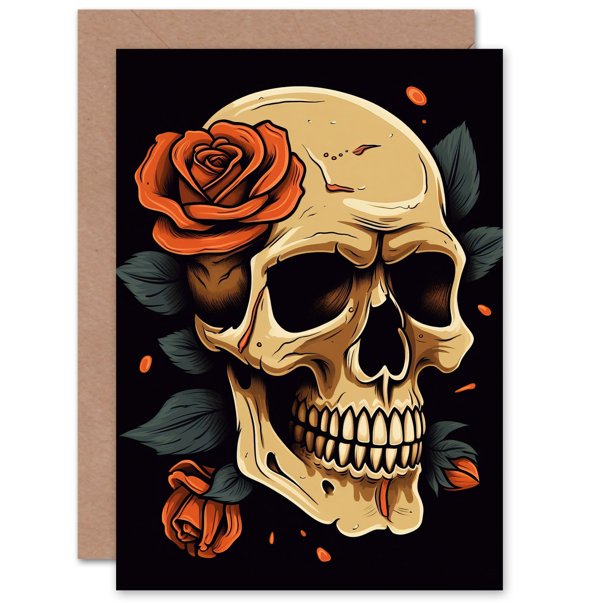 Human Skull and Roses Gothic for Wife Her Birthday Greeting Card