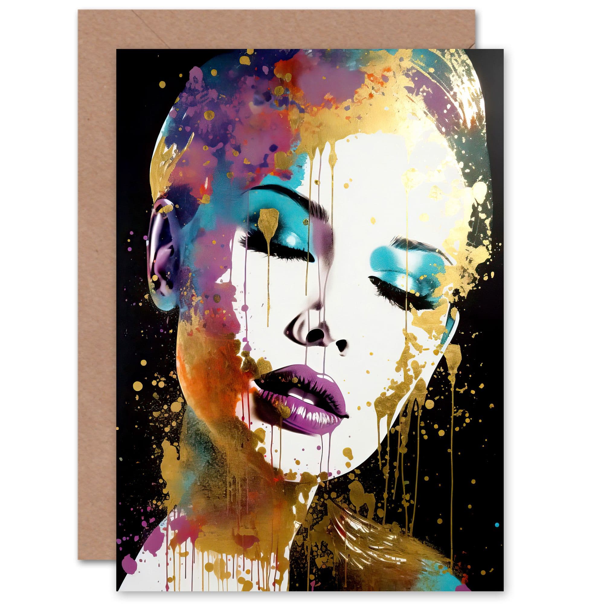 Glam Gold Girl for Wife Her Birthday Thank You Greeting Card With Envelope