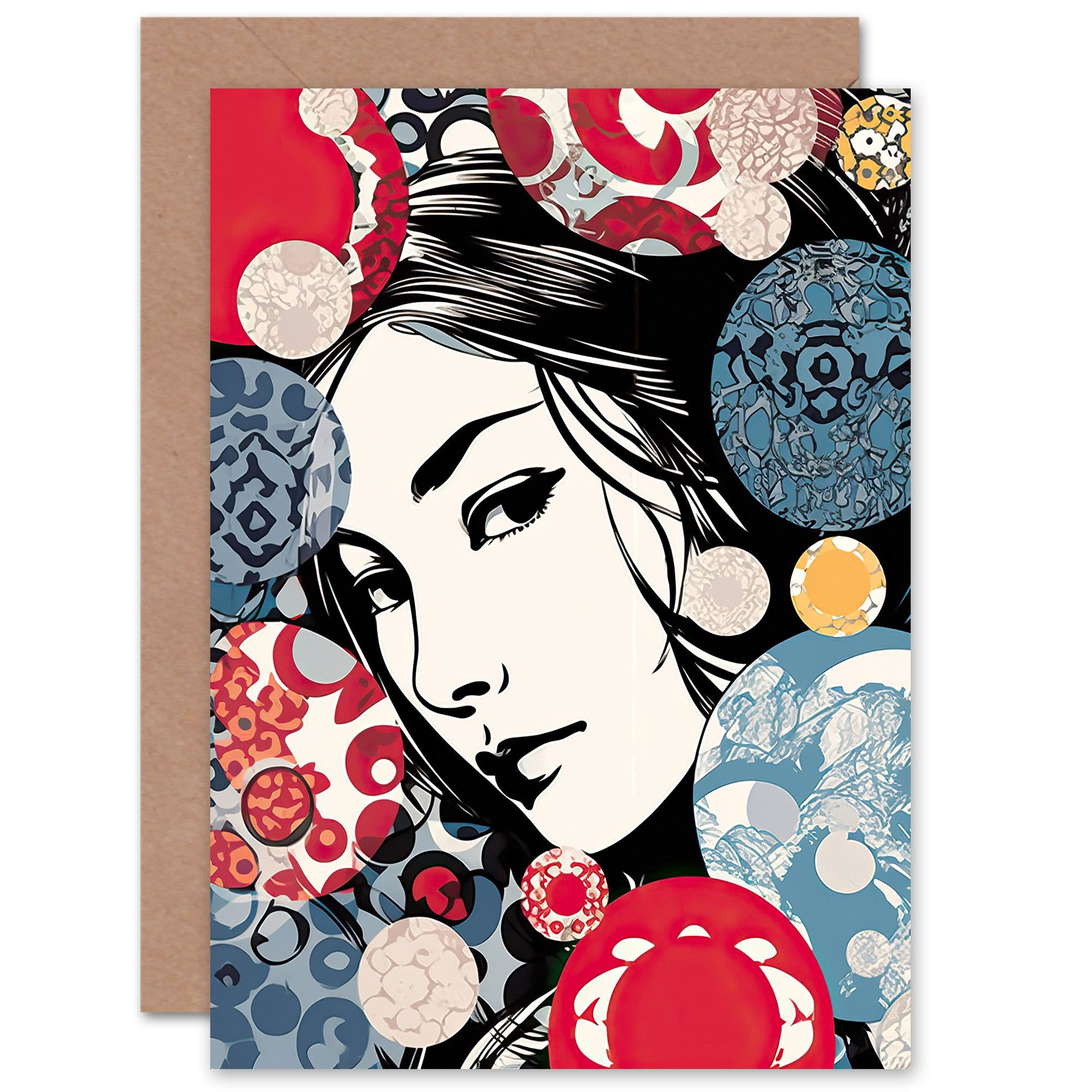 Modern Woman Portrait Pop Art Wife Her Birthday Greeting Card