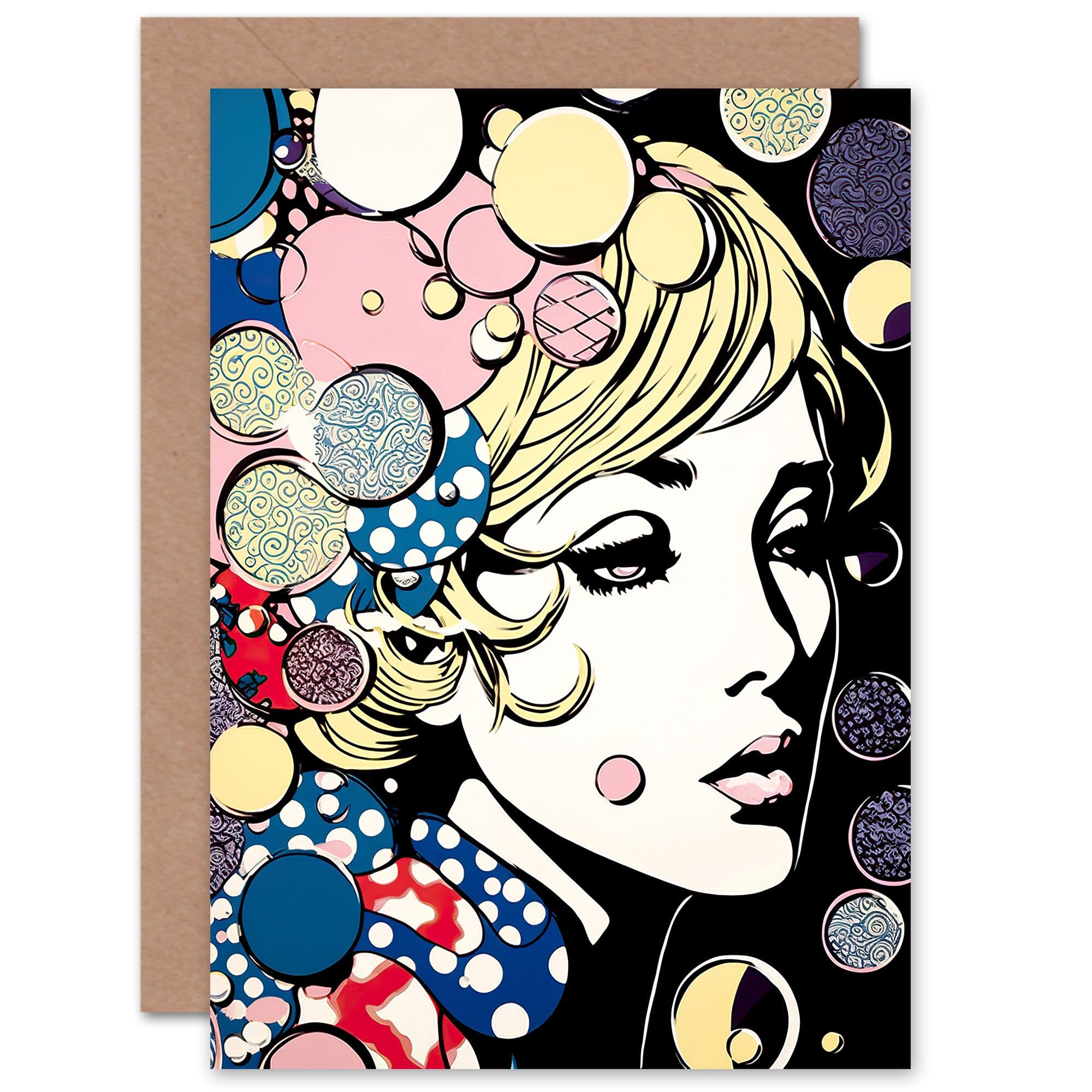 Modern Woman Portrait Blonde Abstract Birthday Thank You Greeting Card