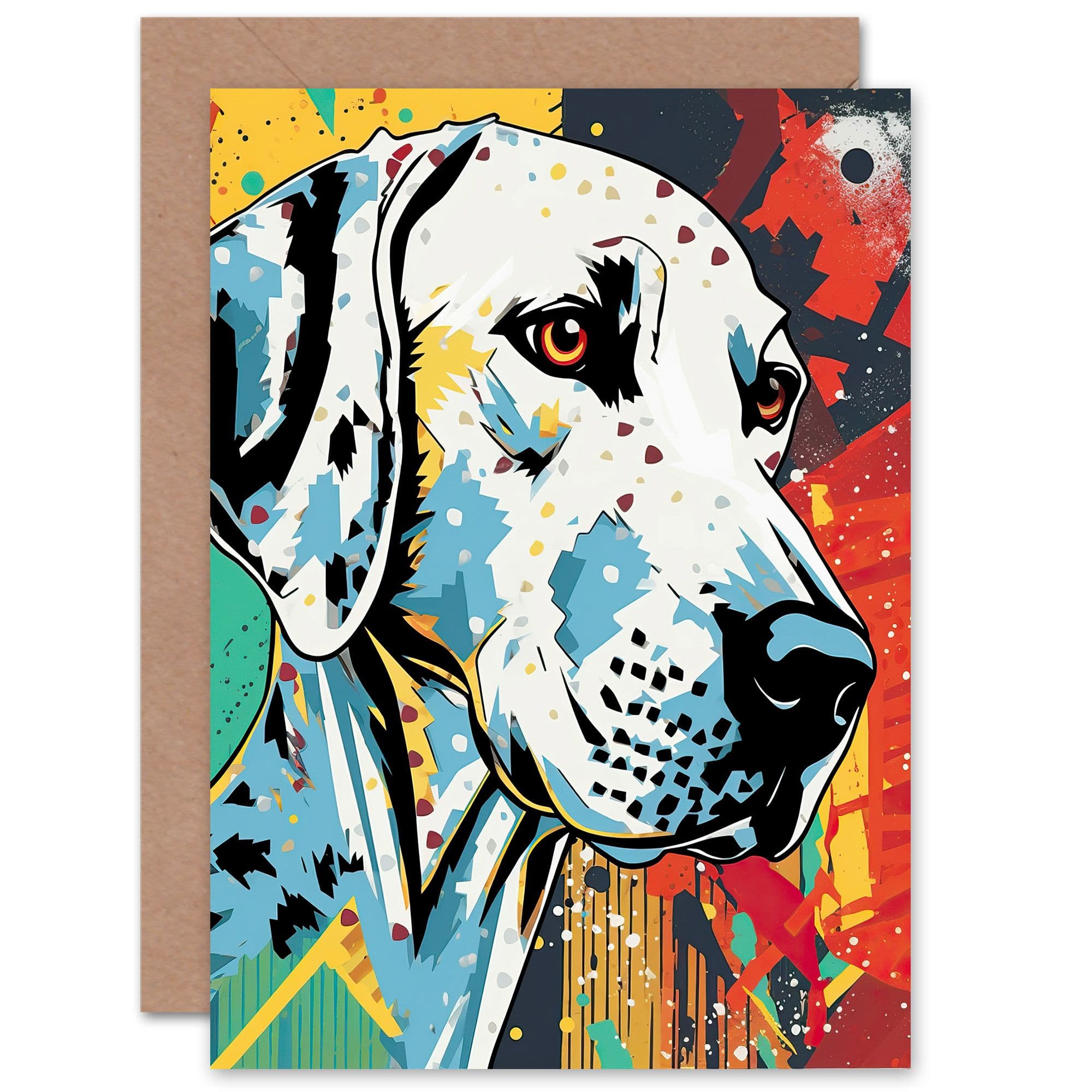 Pop Art Dalmatian Dog for Him or Her Birthday Thank You Greeting Card