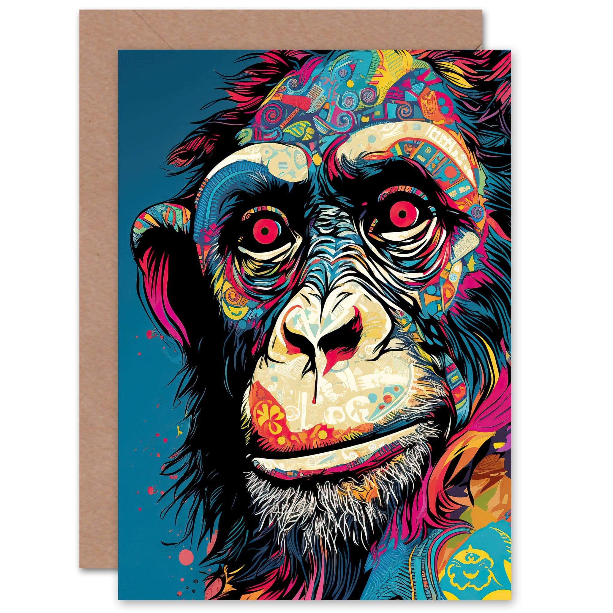 Contemplating Chimp Pop Art Ape Him or Her Birthday Greeting Card