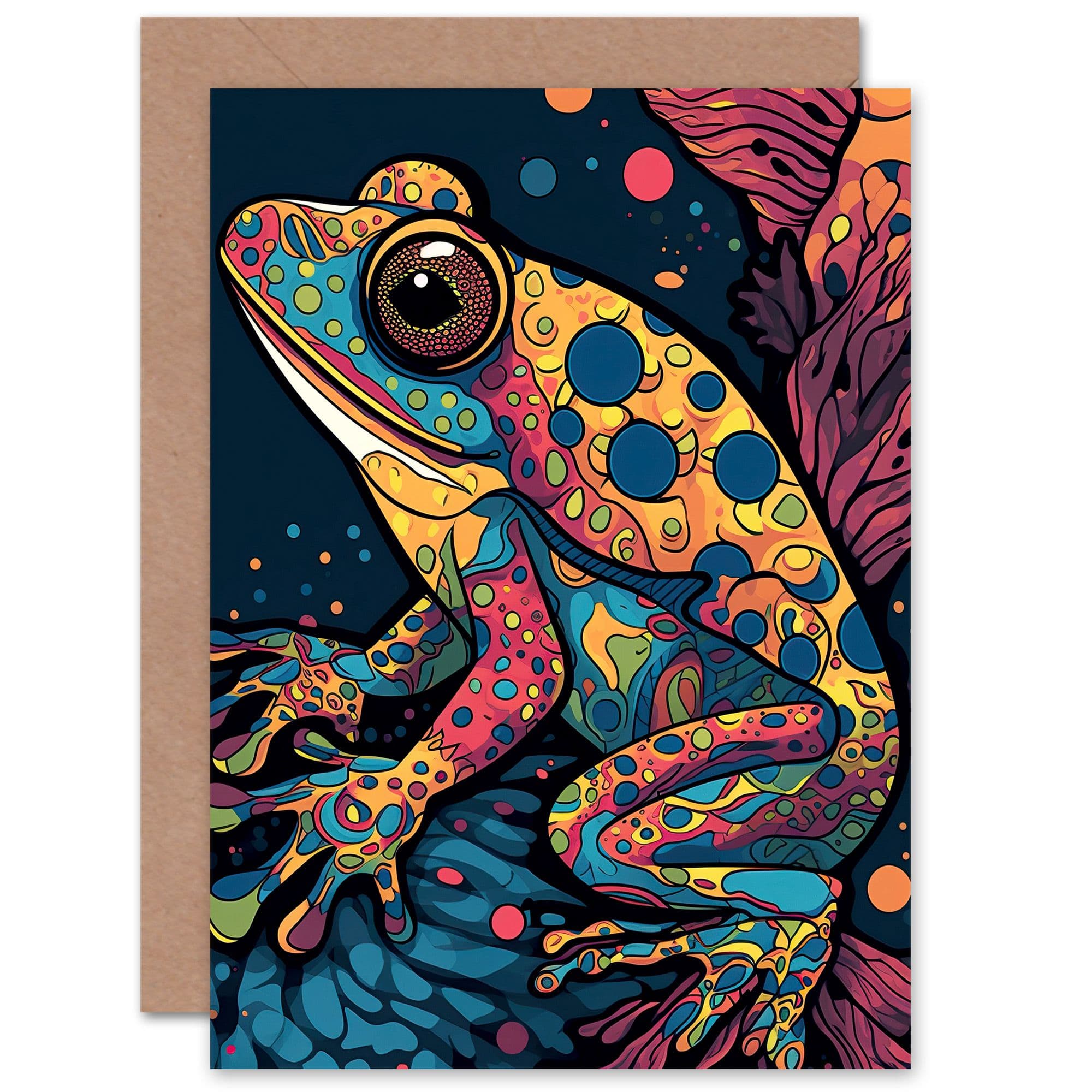 Psychedelic Frog Modern Pop Art for Him or Her Birthday Greeting Card