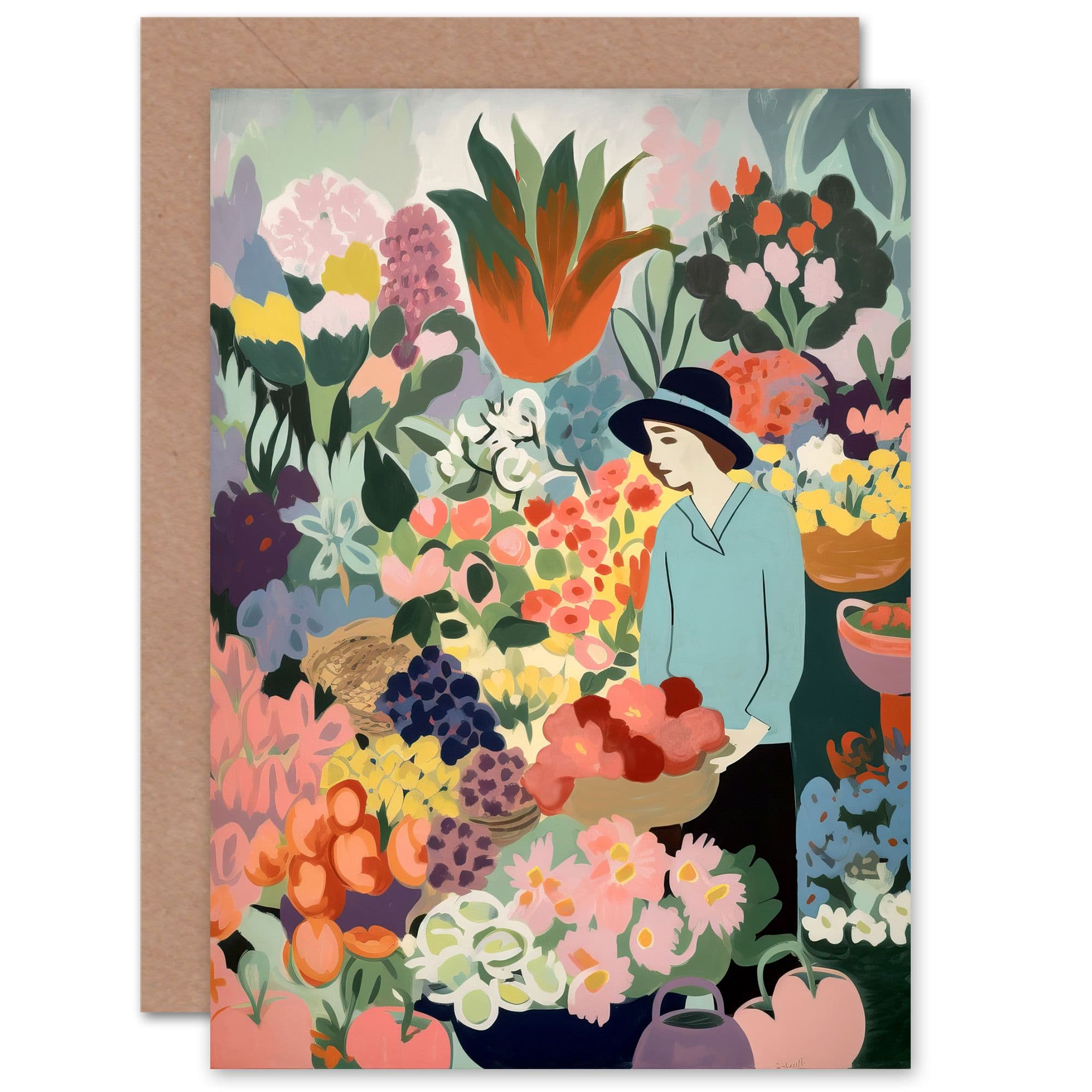 Pastel Flower Market Painting Mothers Day Thinking You Greeting Card