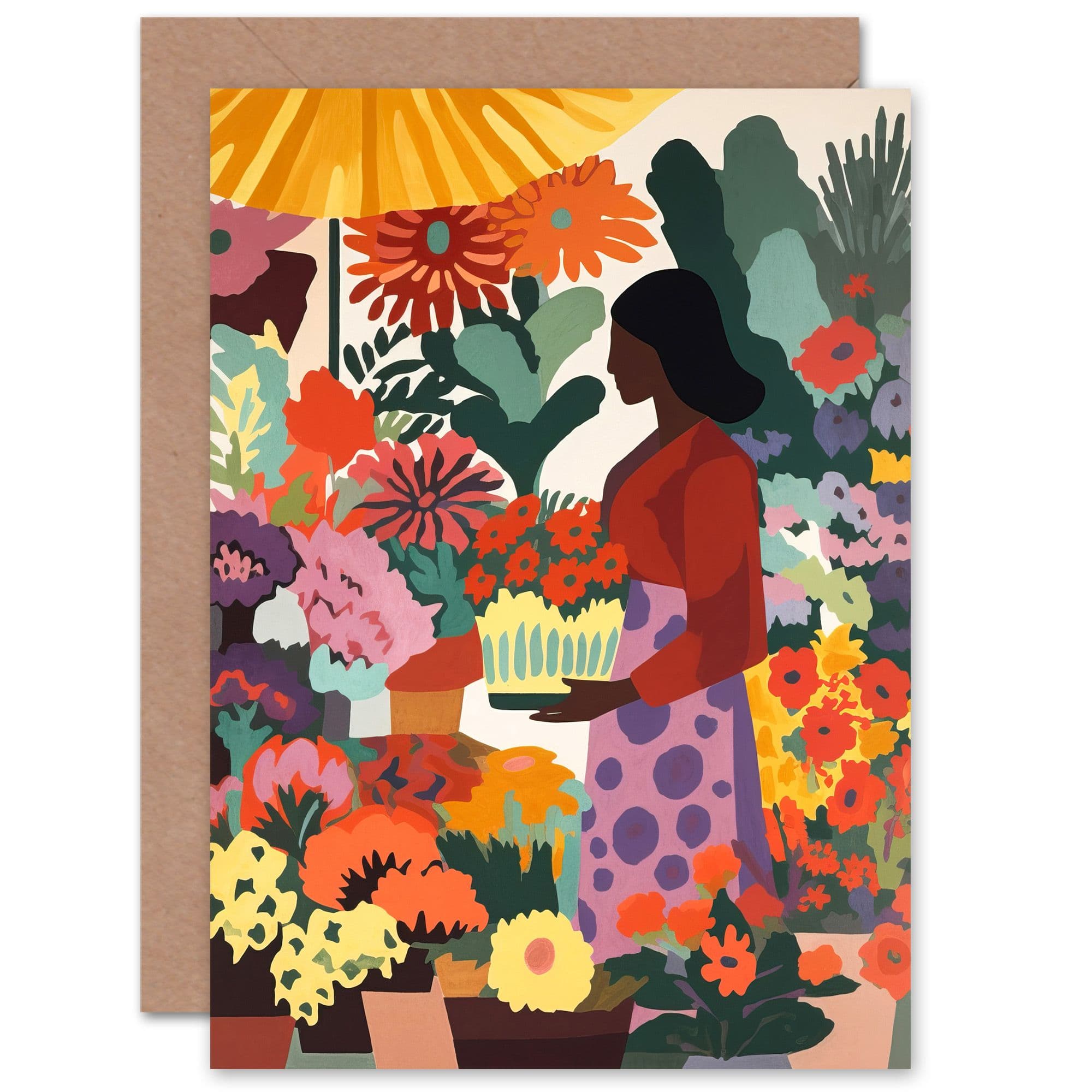 Danish Pastel Aesthetic Florist Flower Market for Wife Greeting Card