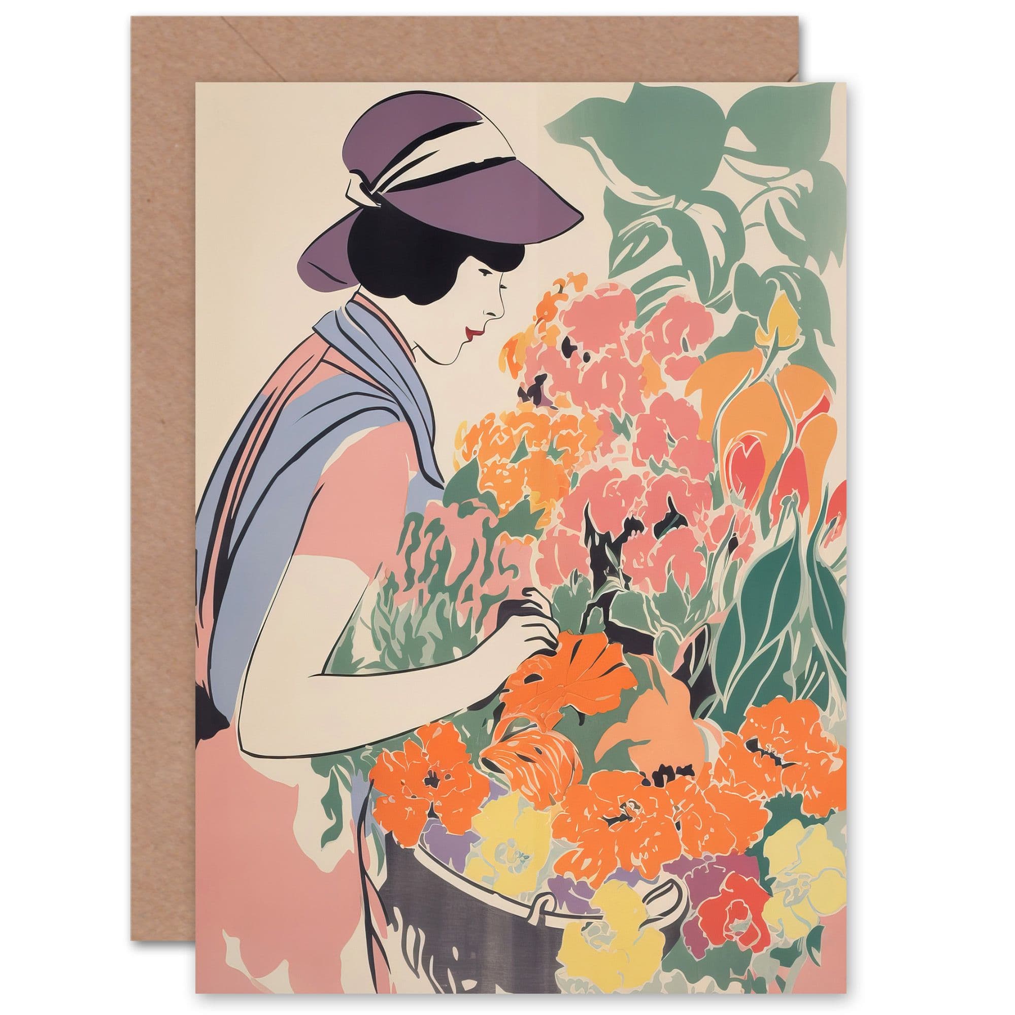 At the Flower Stall Watercolour Spring Bouquet Pastel Her Greeting Card