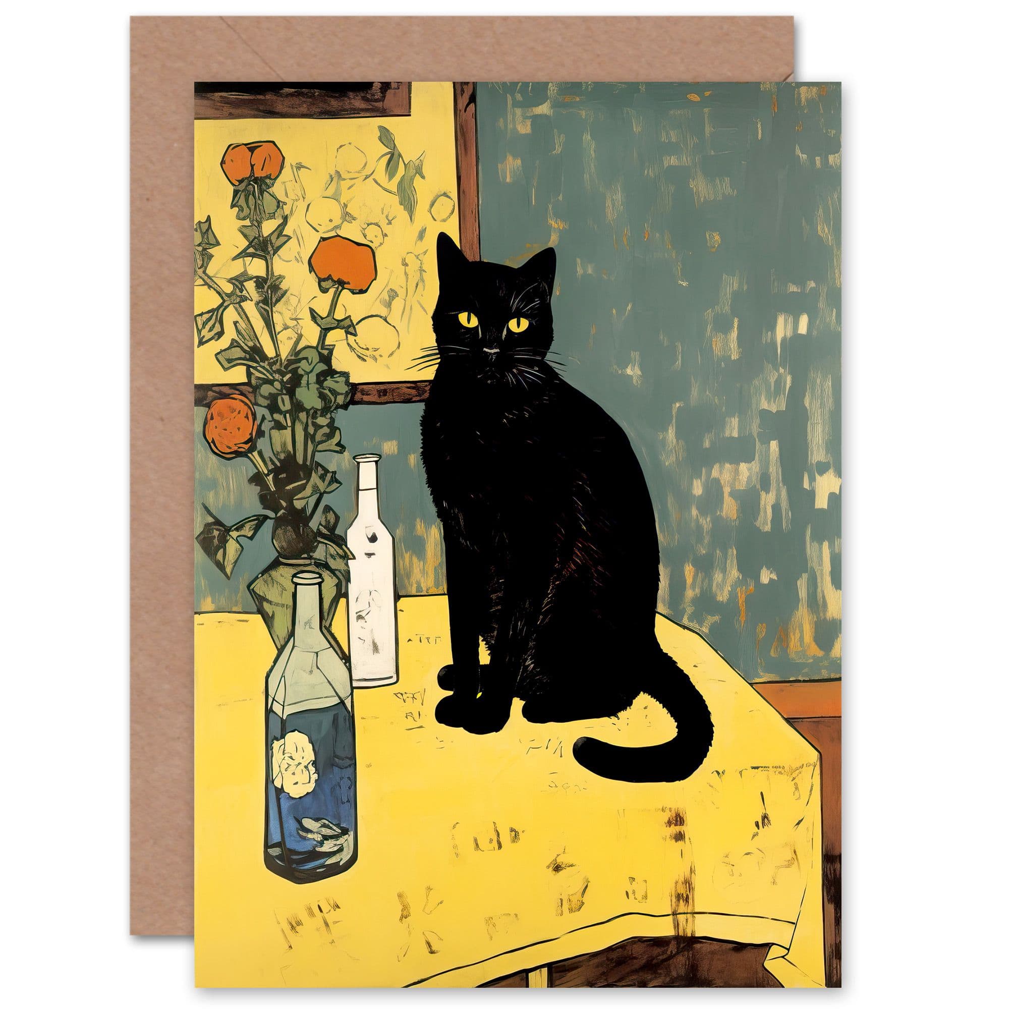Cat Lovers on Yellow Him or Her Birthday Greeting Card