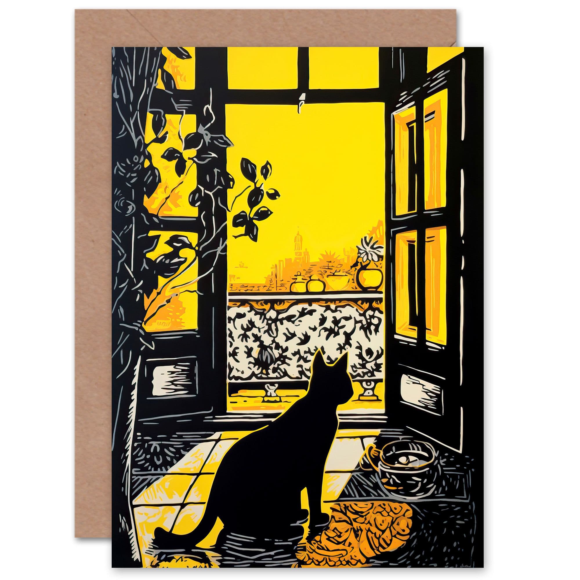 Cat Sunbathing Balcony Him or Her Birthday Greeting Card