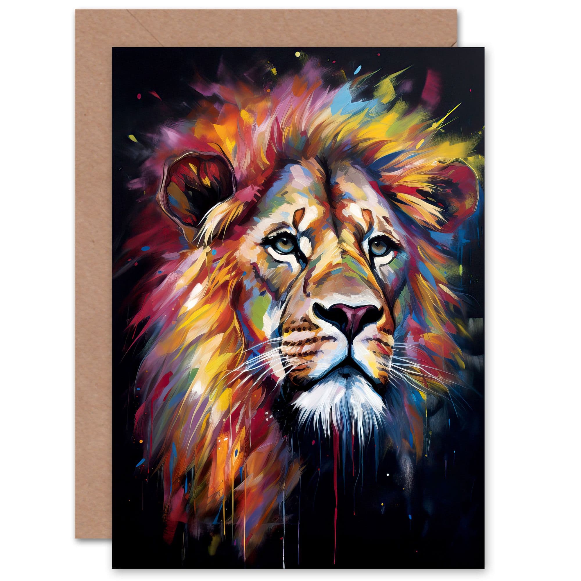 The Lions Mane Vibrant Portrait for Husband Him Dad Son Greeting Card