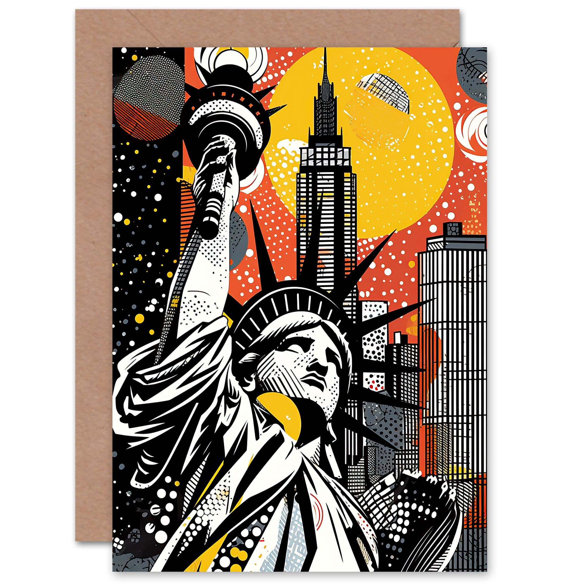 New York Collage NYC Halftone Pop Art for Him Her Birthday Greeting Card