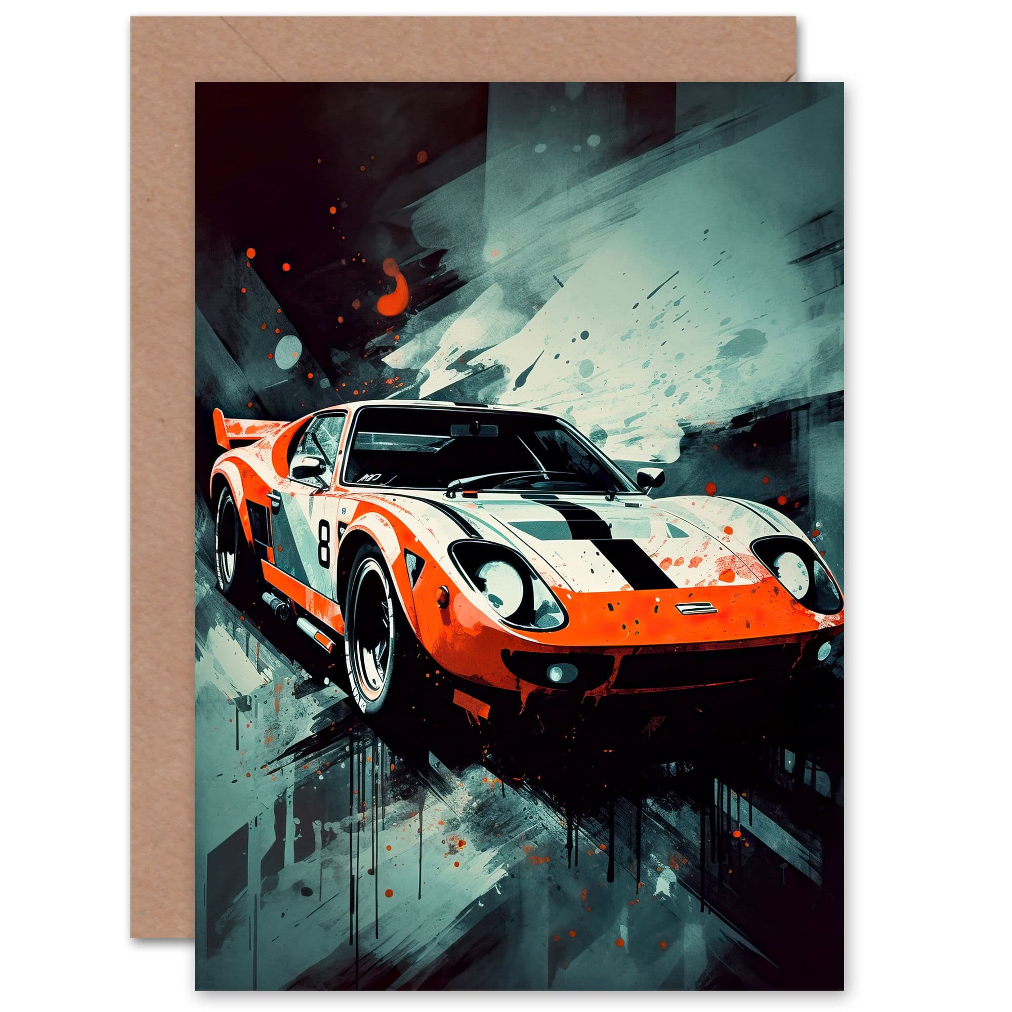 Sports Car Racing Sports Supercar Husband Him Dad Son Greeting Card