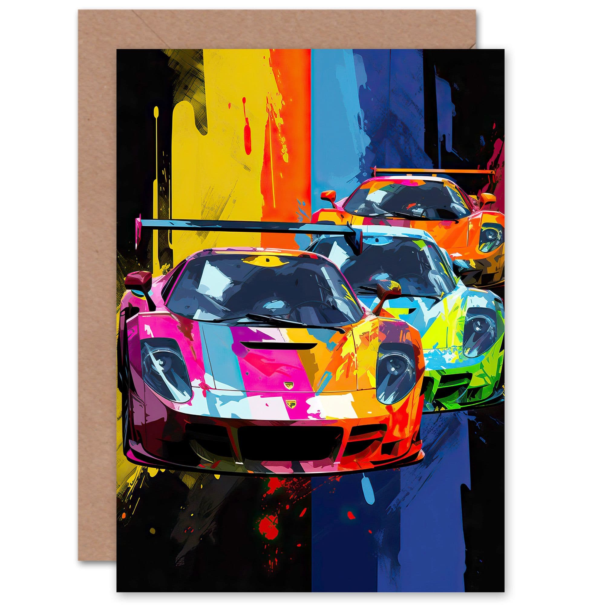 Motorsport Sport Racing Cars Supercar Race for Him Dad Greeting Card