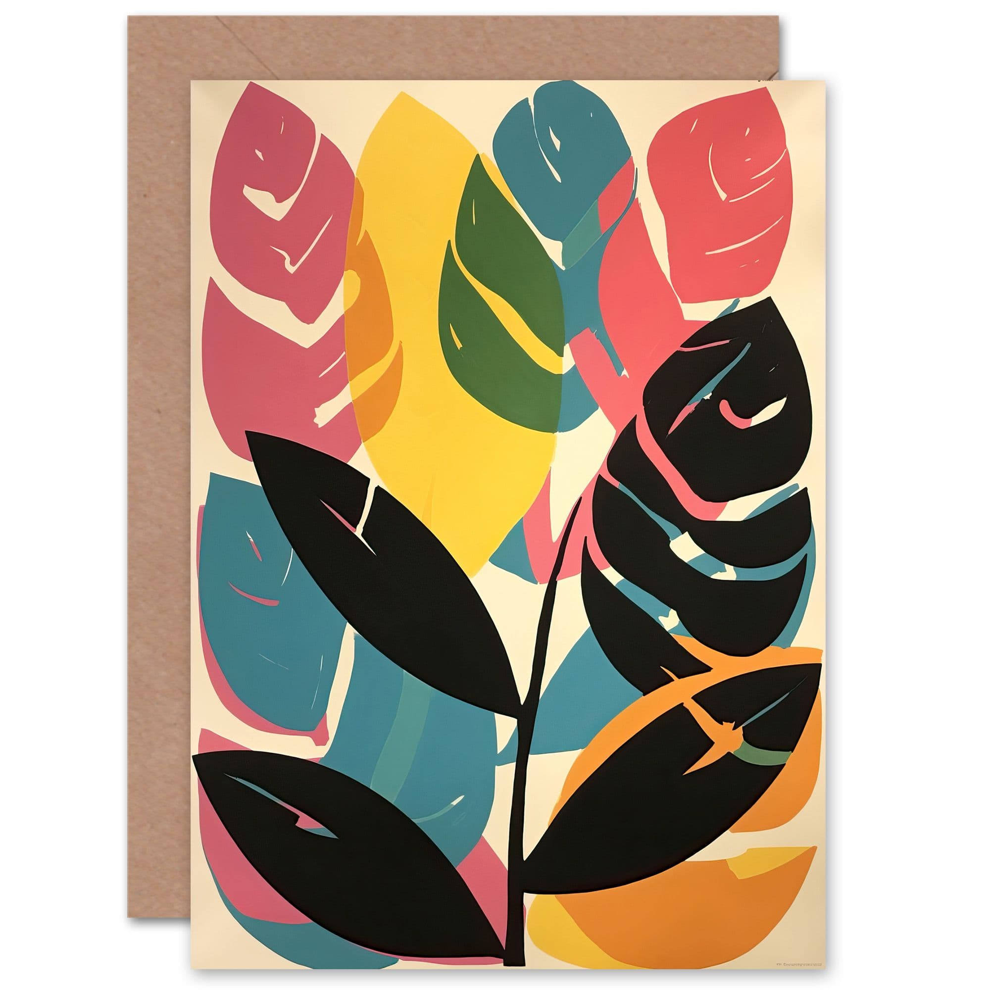 Henri Matisse Style Leaves Boho Birthday Thank You Greeting Card