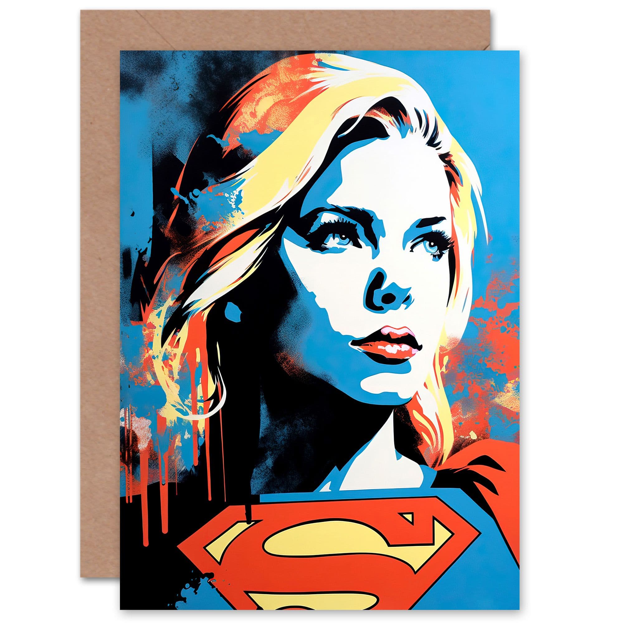 Supergirl Female Comic Book Superhero Birthday Greeting Card