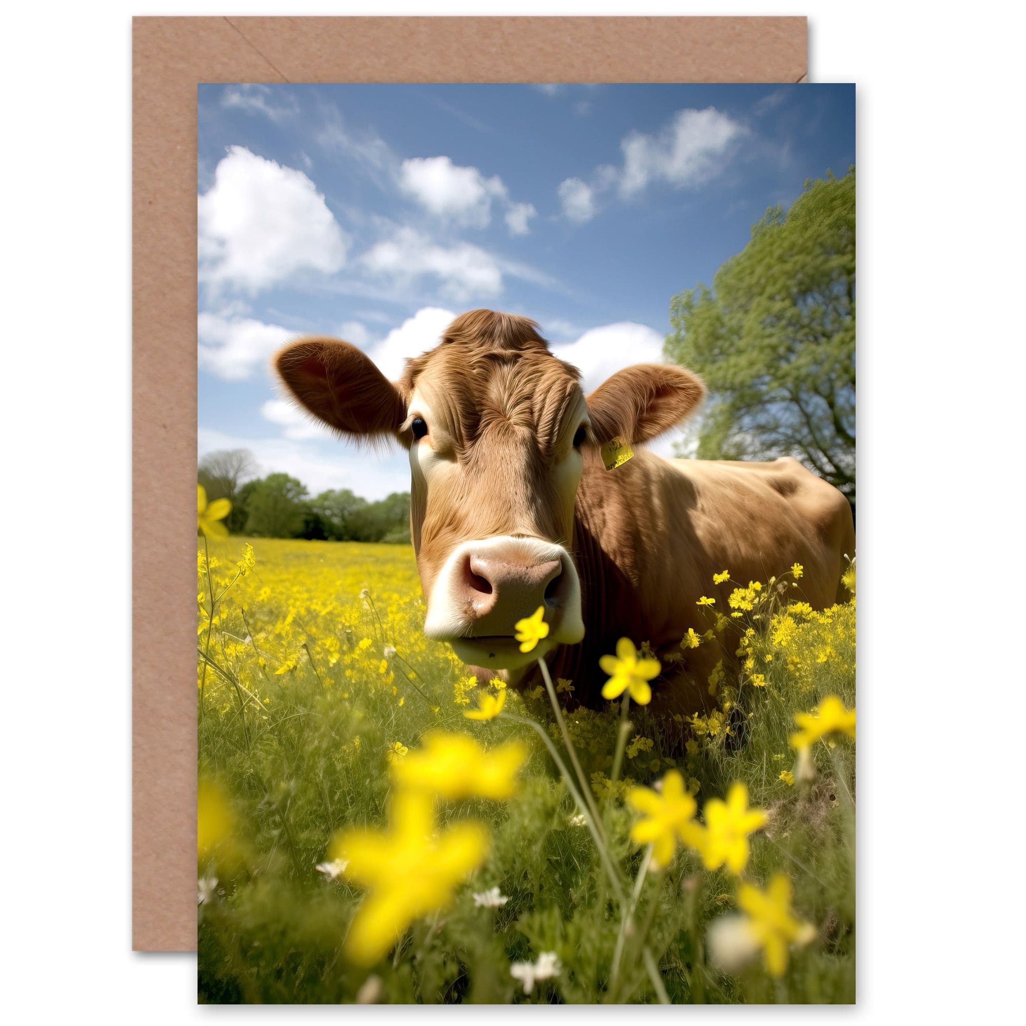 Buttercup Cow Meadow Flowers Thank You Mothers Day Greeting Card