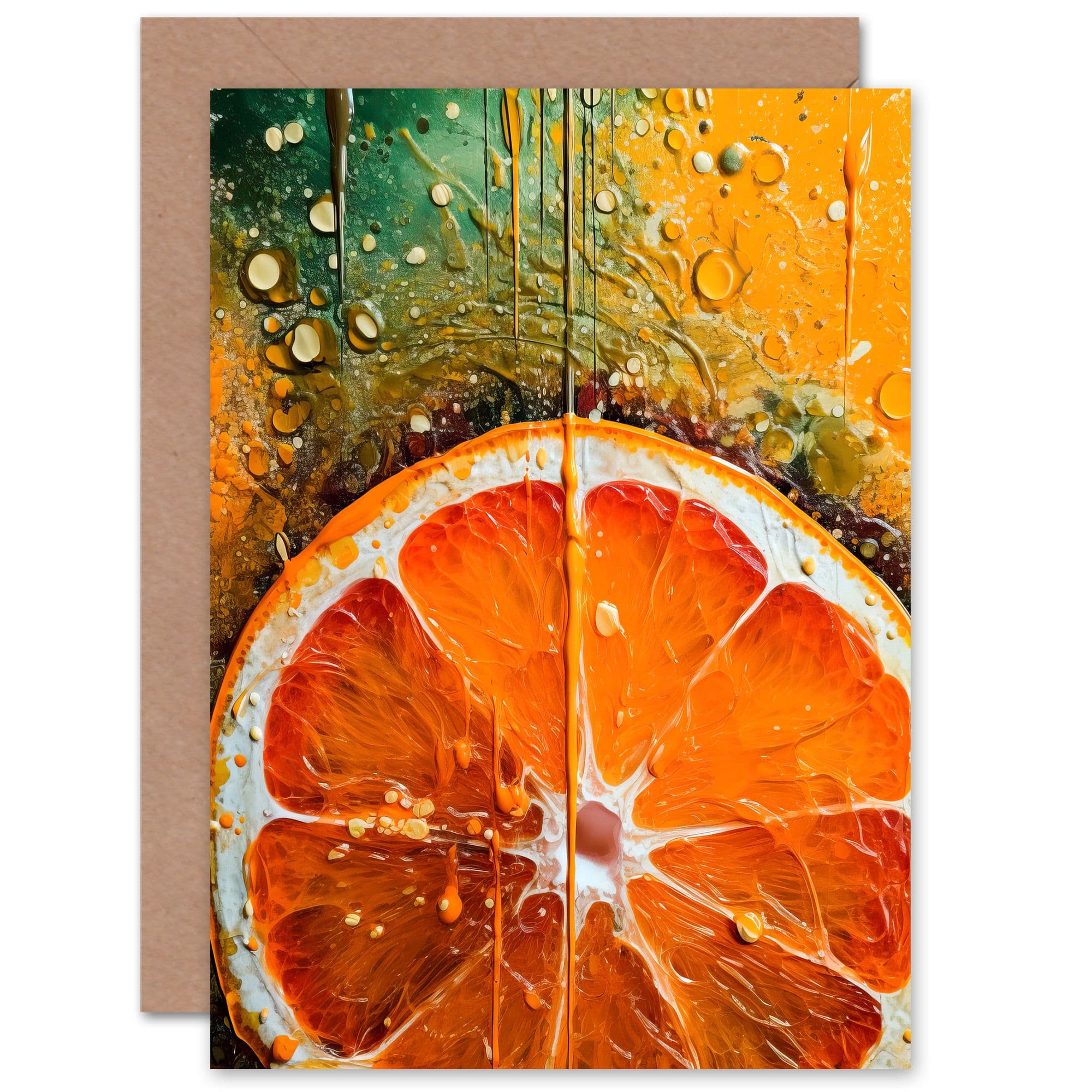 Vibrant Orange Slice Oil Painting for Him or Her Birthday Greeting Card