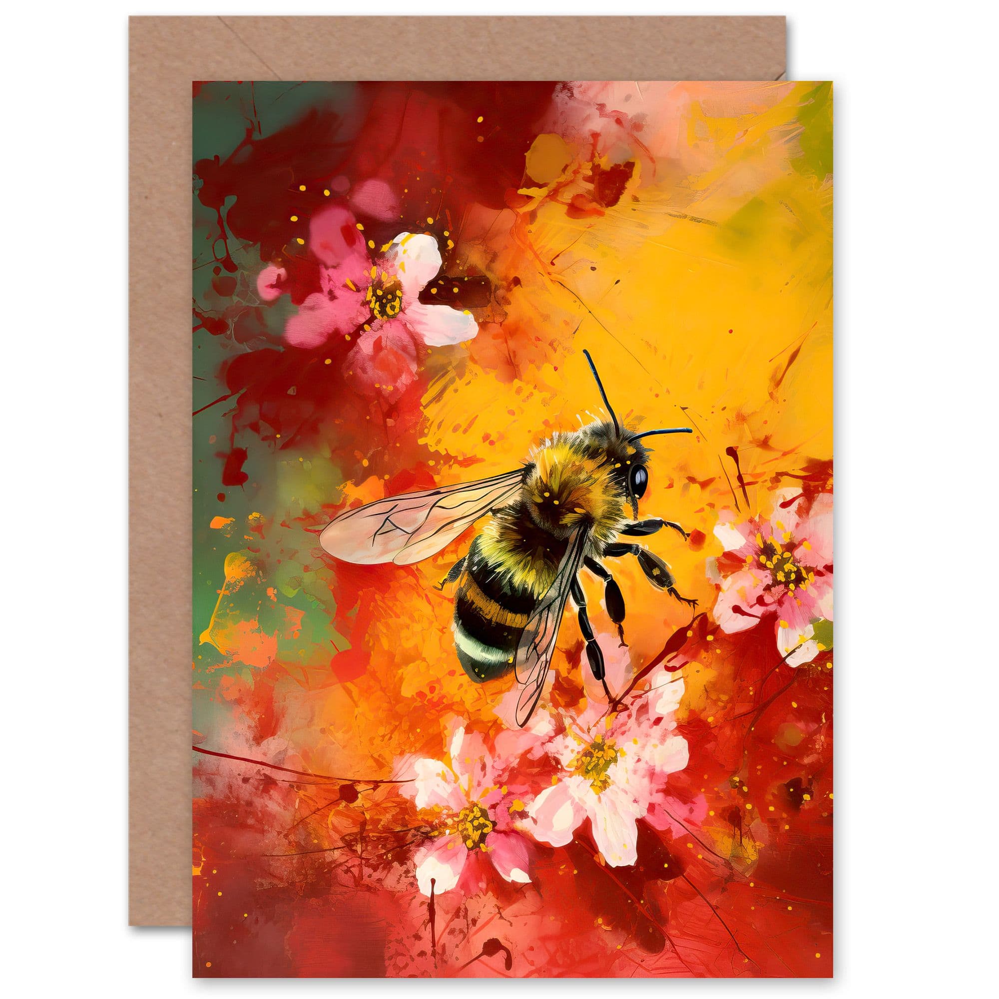Honey Bee Flower Abstract Birthday Thank You Mothers Day Greeting Card