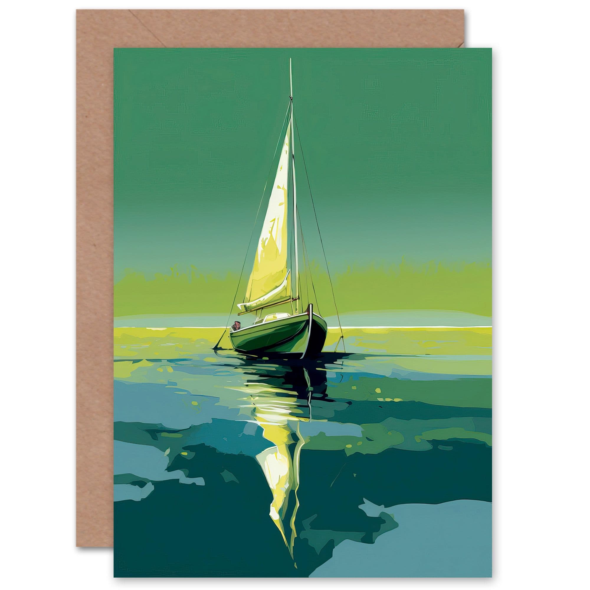 Aqua Sailboat Sailor Sea Him or Her Birthday Thank You Greeting Card