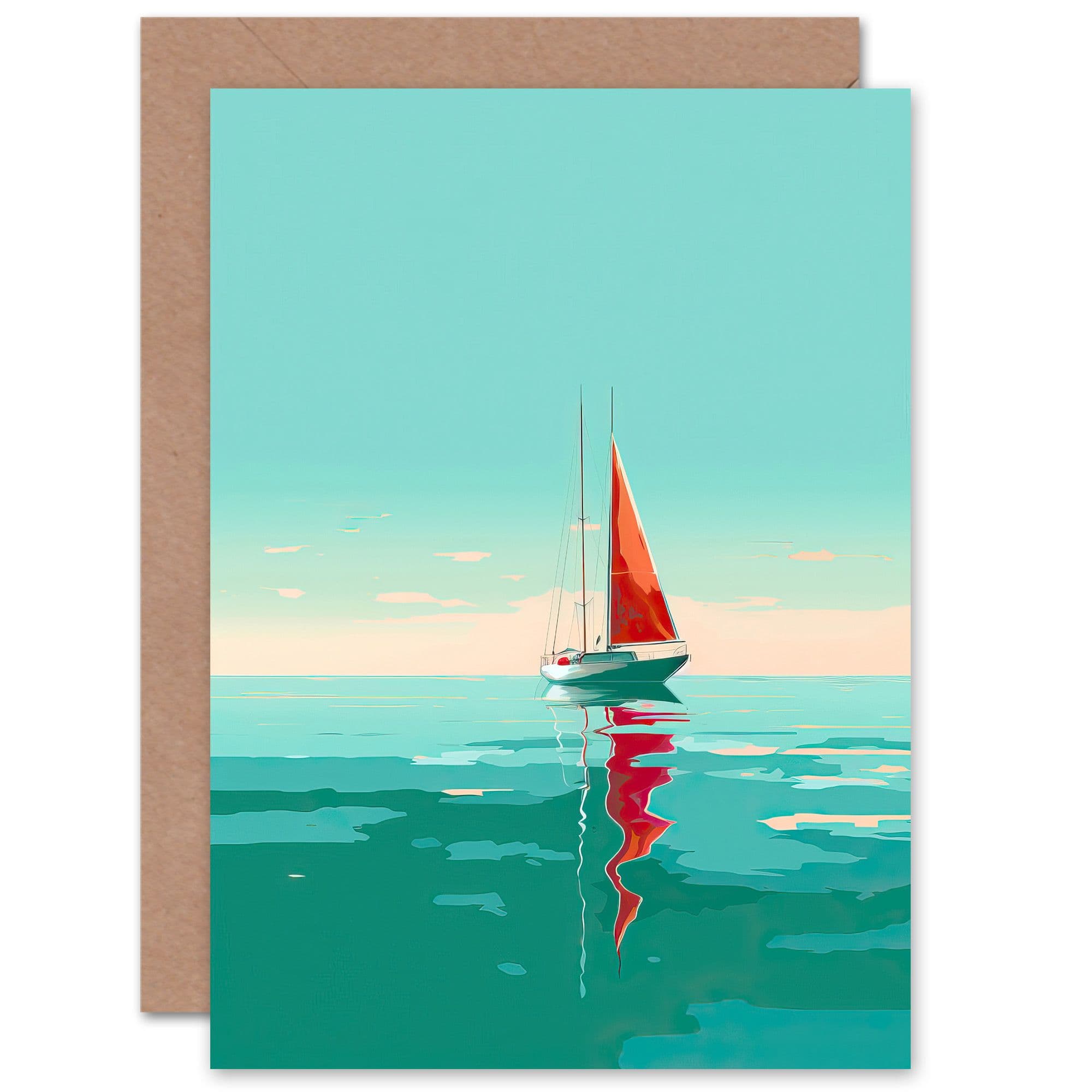 Sailboat at Sea Him or Her Birthday Thank You Greeting Card