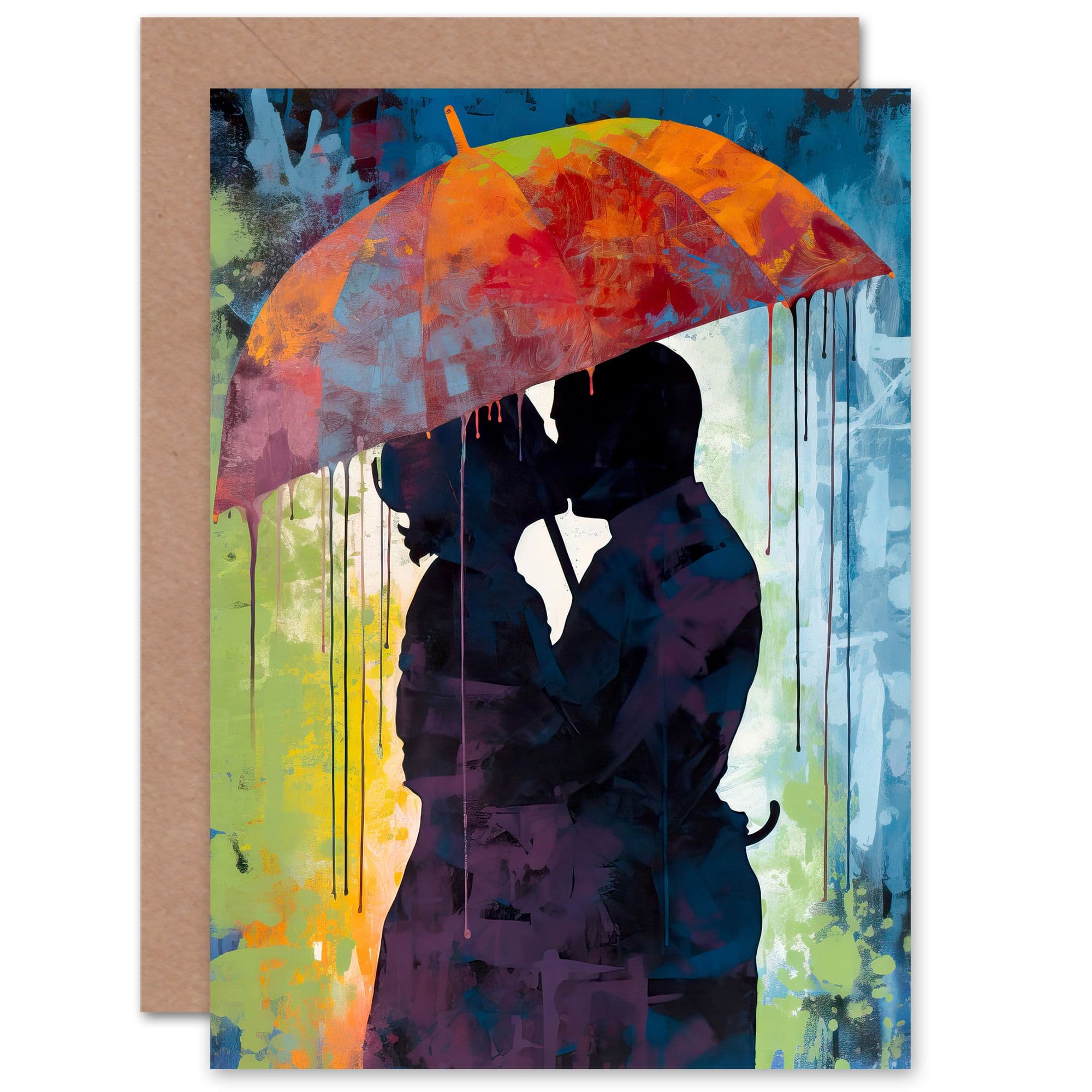Kissing Rain Romance Love Anniversary Anniversary Card