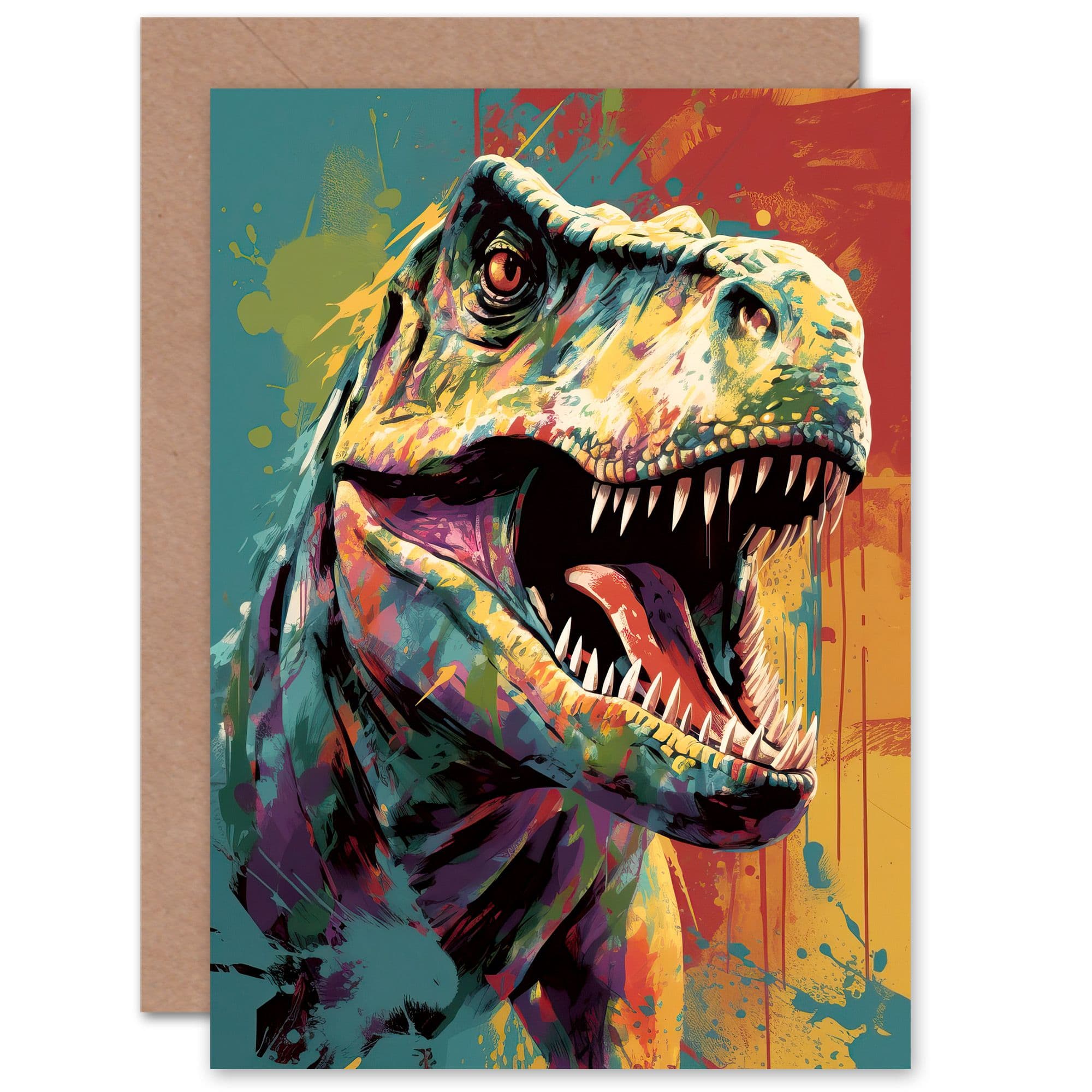 Roaring T-Rex Dinosaur Kids for Child Children Birthday Greeting Card