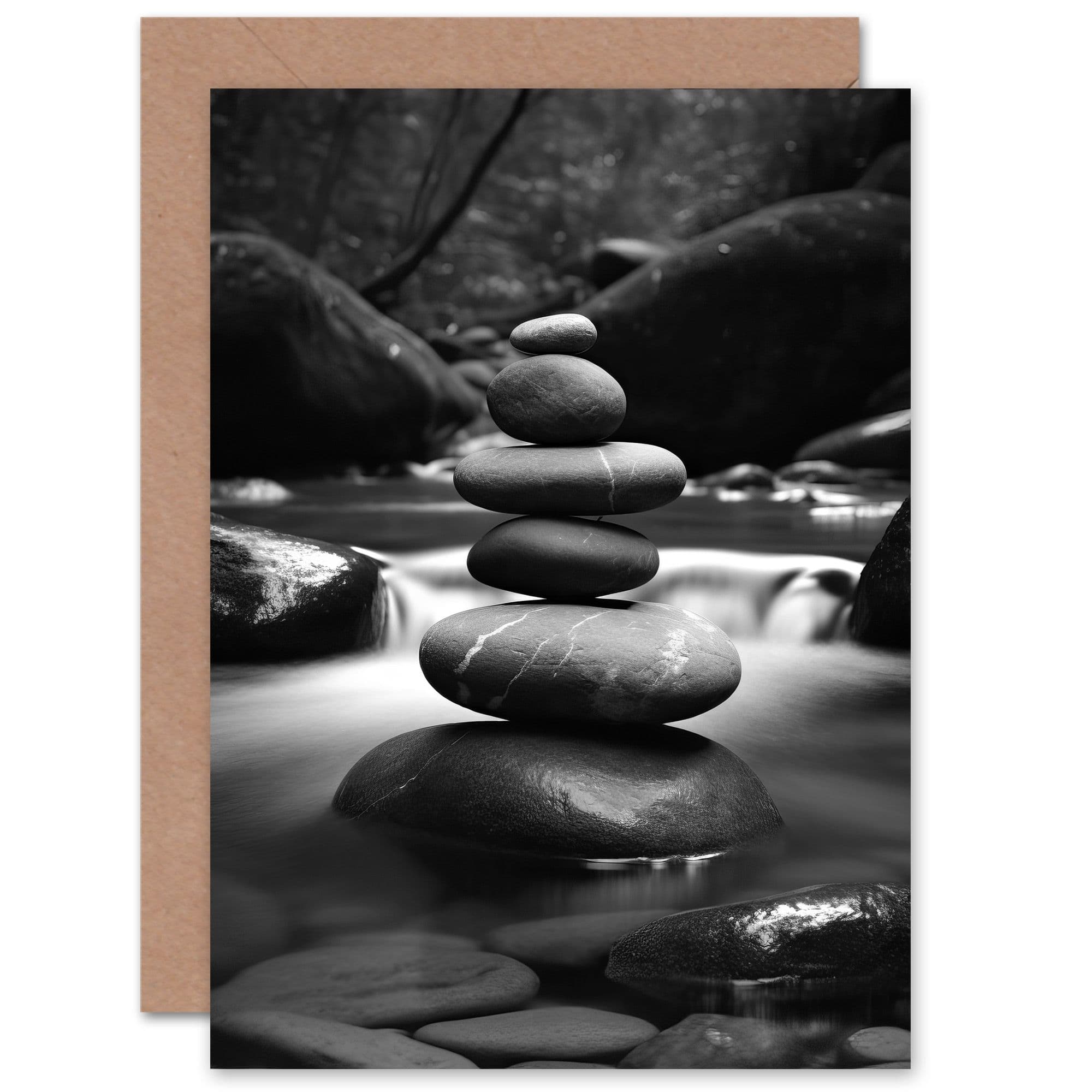 Relax Zen Peace Stone Stack Thank You Get Well Soon Greeting Card