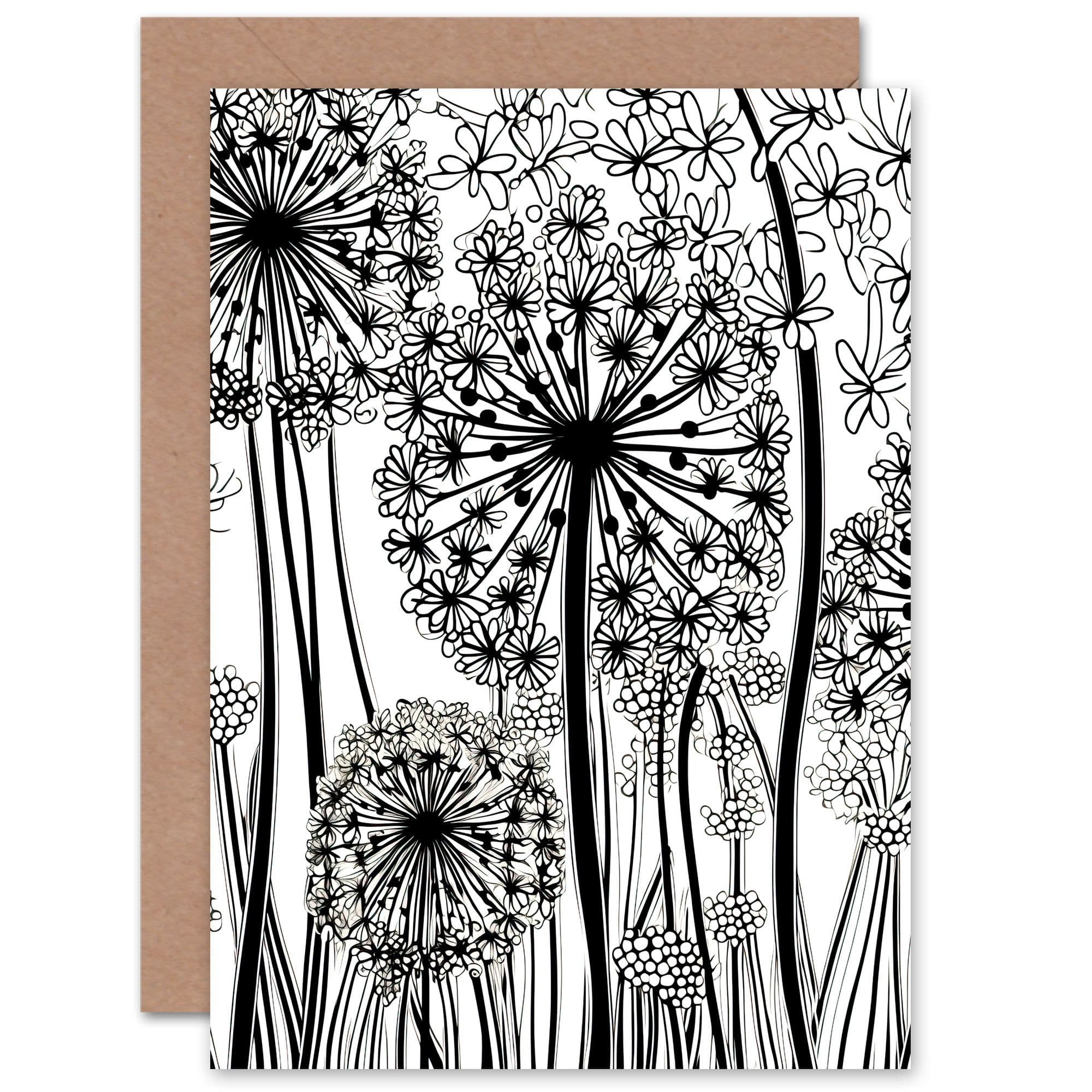 Folk Art Allium Flowers Floral Thank You Mothers Day Greeting Card