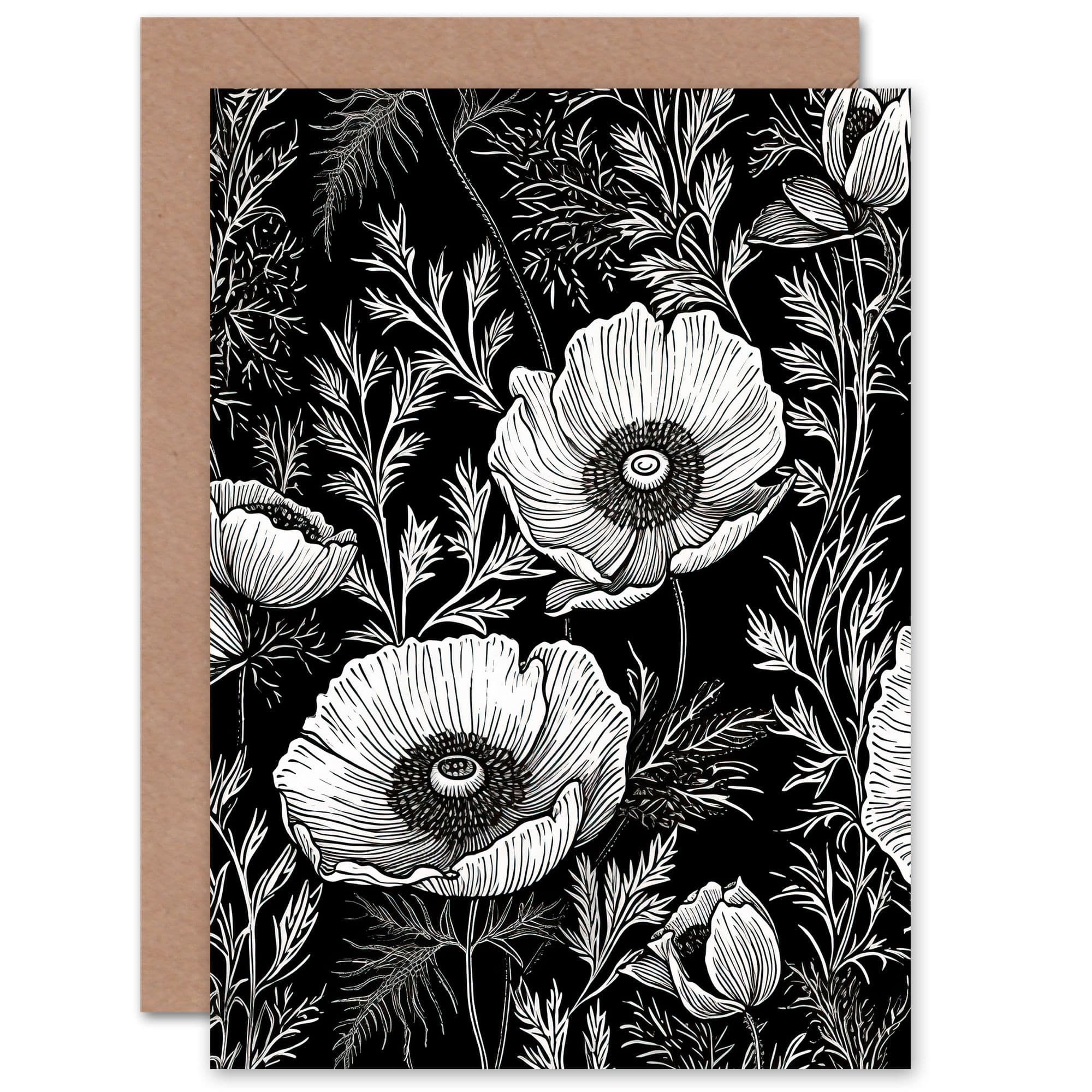 Poppy Wild Flowers Wife Her Birthday Thank You Sympathy Greeting Card