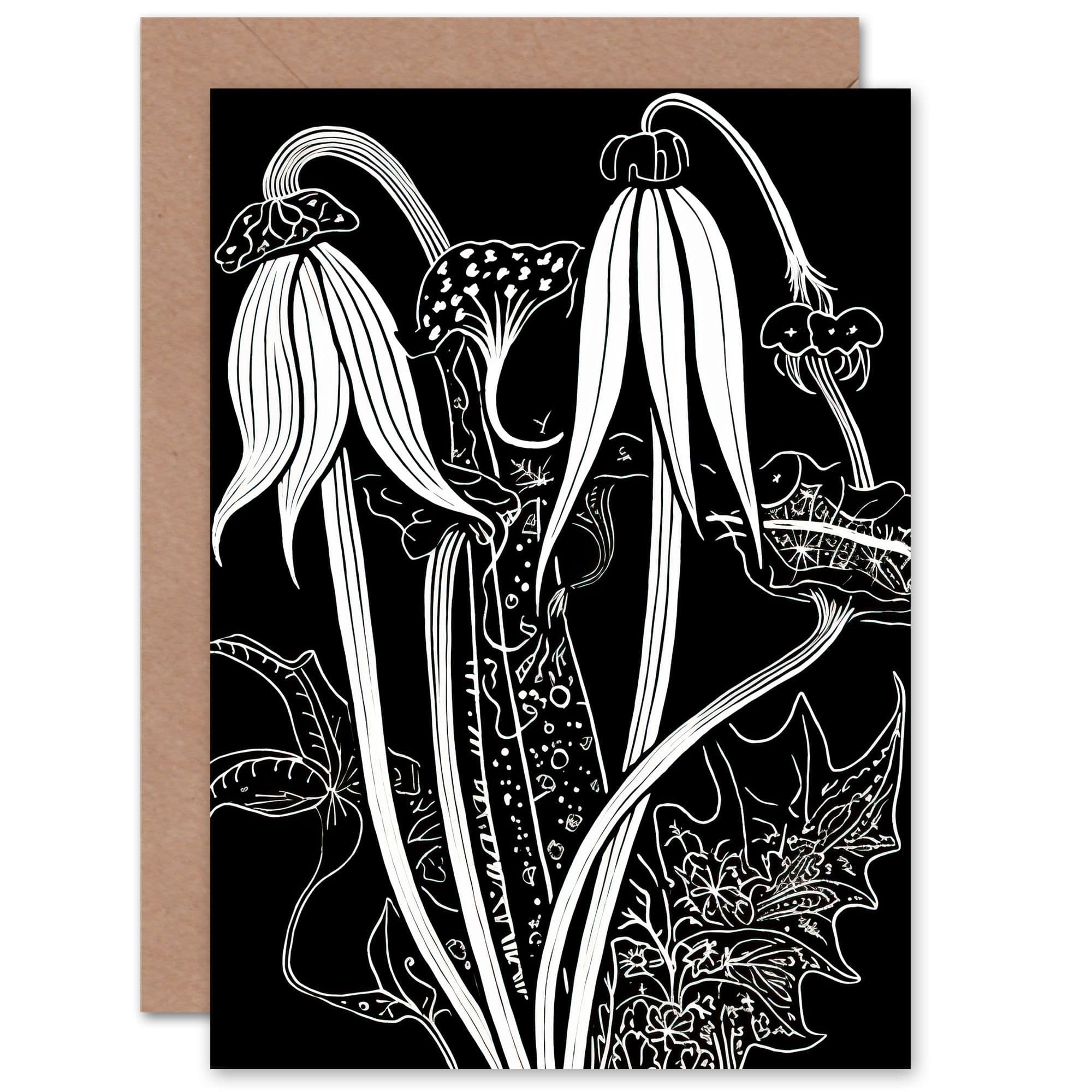 Arisaema Flowers Floral Folk Art Sympathy Thinking of You Greeting Card