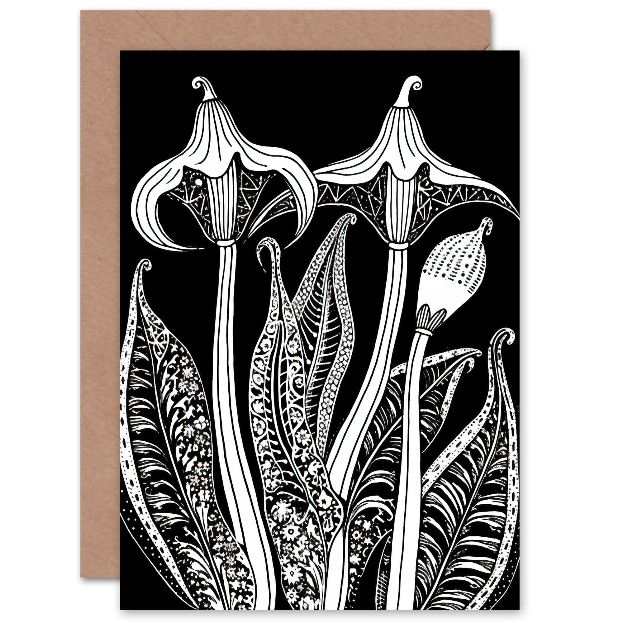 Floral Folk Art Arisaema Flowers for Wife Her Birthday Greeting Card