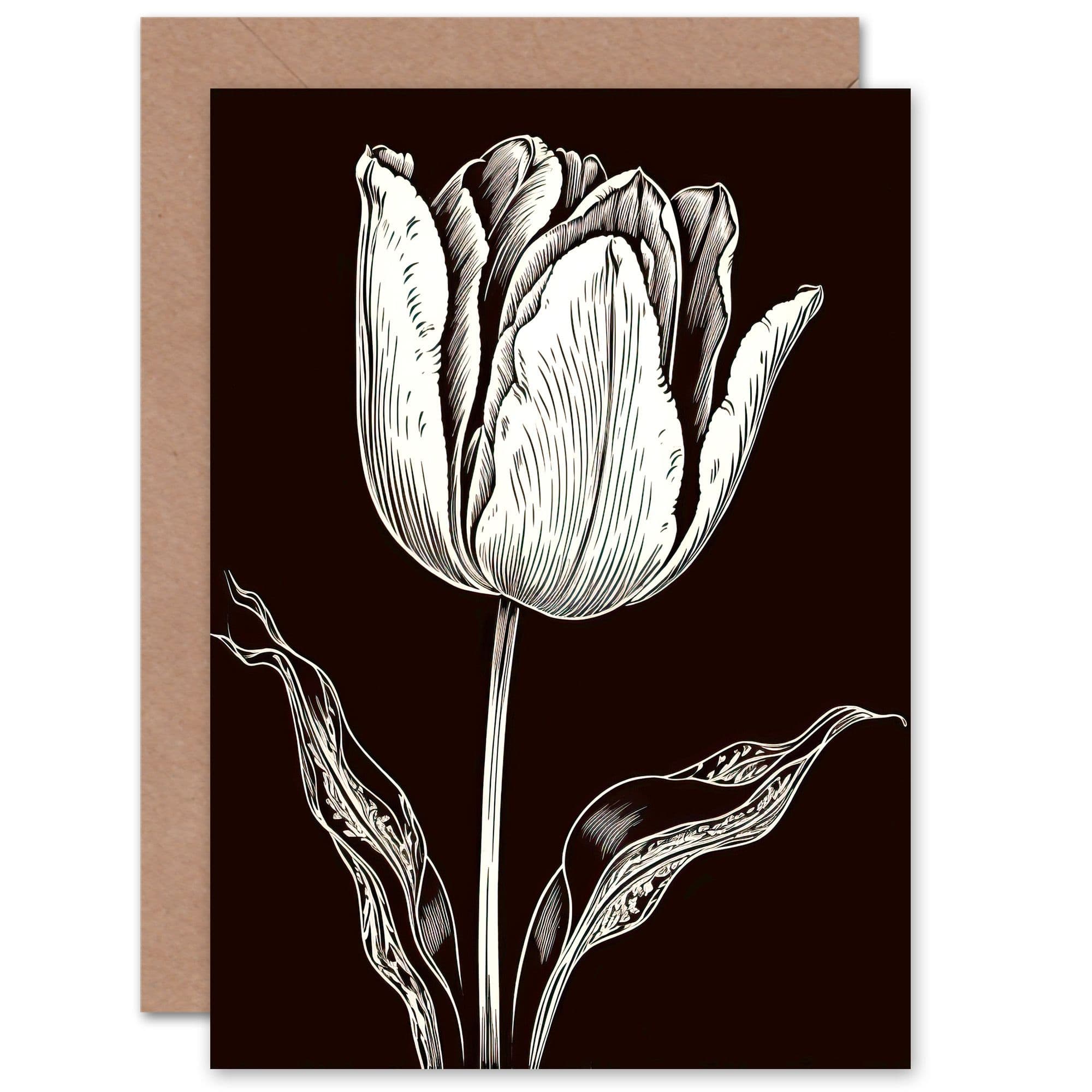 Simple Elegant Tulip Flower Thinking of You Get Well Soon Greeting Card