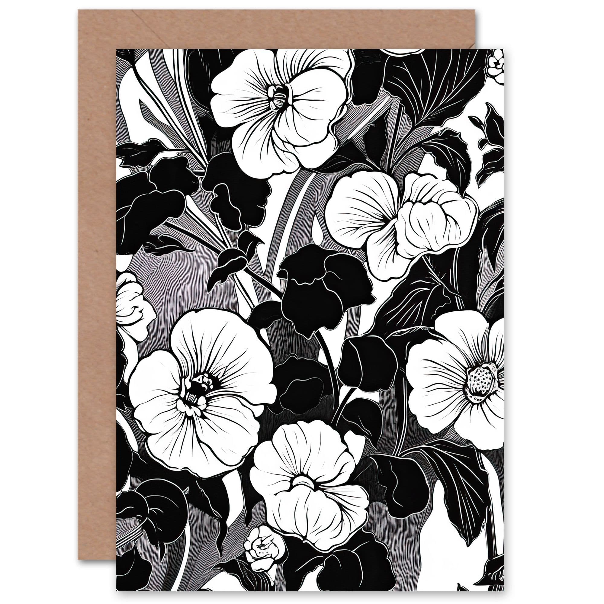 Viola Flower Blooms Floral Wife Her Birthday Thank You Greeting Card
