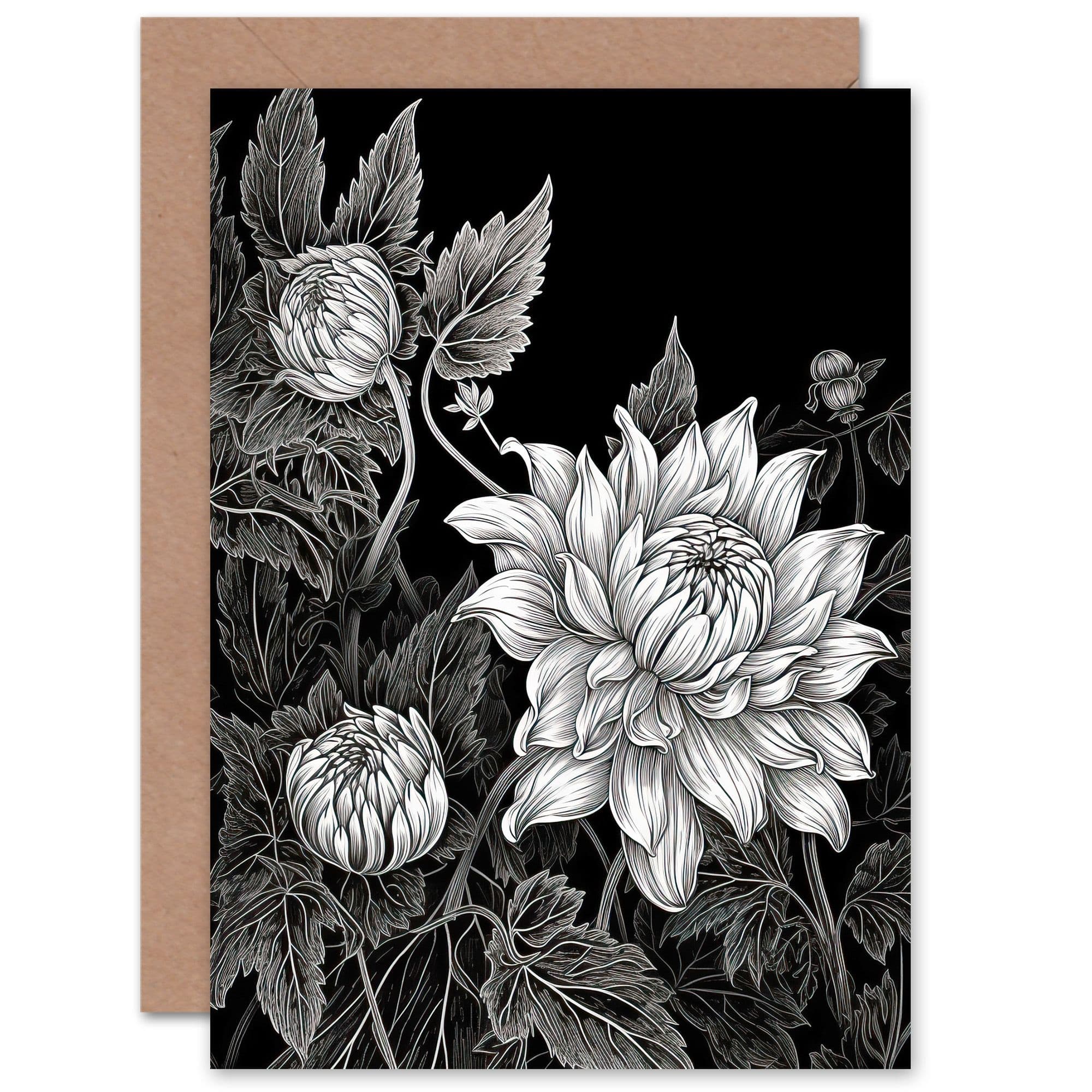 Delicate Dahlia Flower Blooms Floral Wife Her Birthday Greeting Card