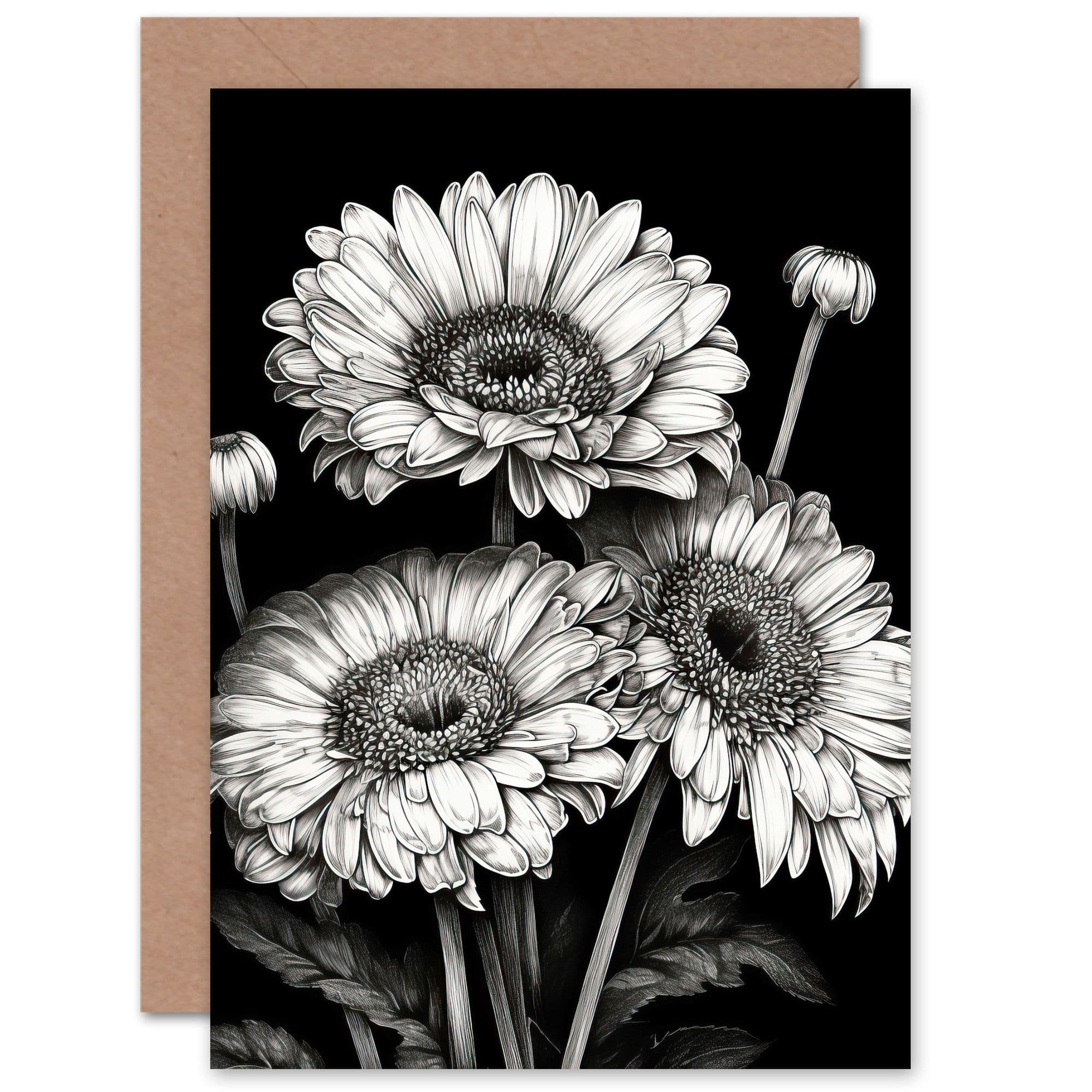 Elegant Gerbera Flowers Floral Thank You Get Well Soon Greeting Card
