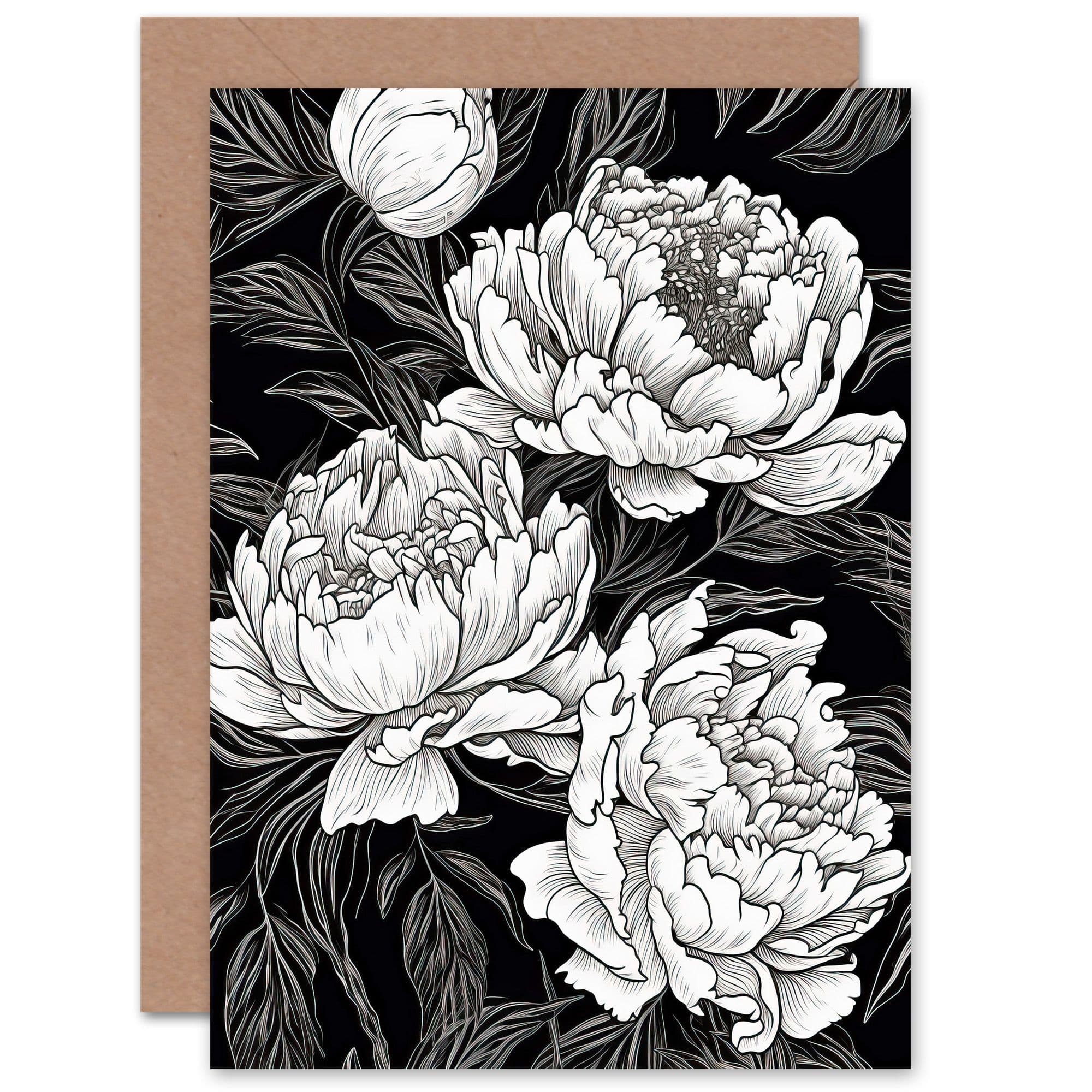 Peony Flower Blooms Wife Her Birthday Thank You Greeting Card