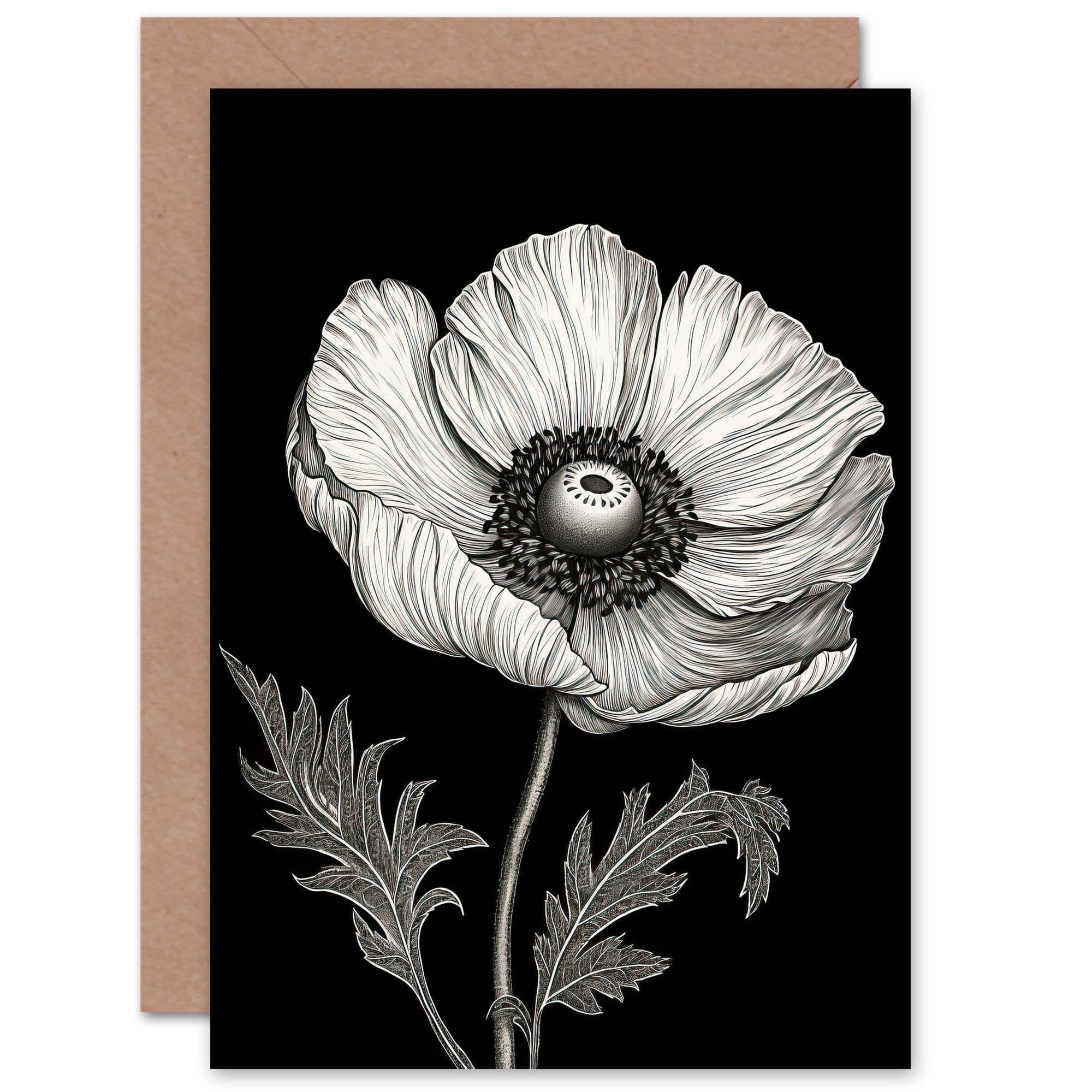 Single Detailed Anemone Floral Sympathy Thinking You Greeting Card