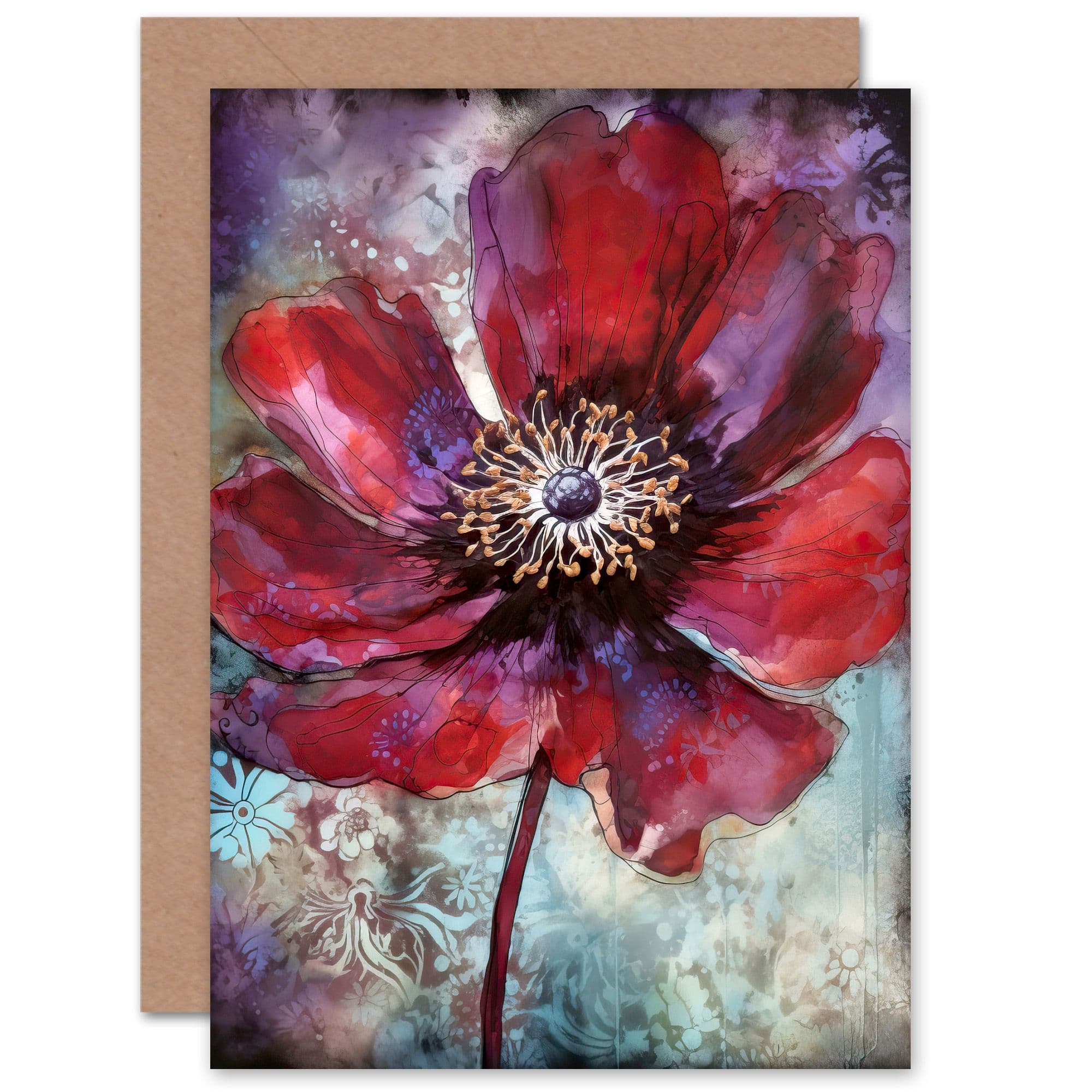 Anemone Flower Bloom Birthday Thank You Mothers Day Greeting Card