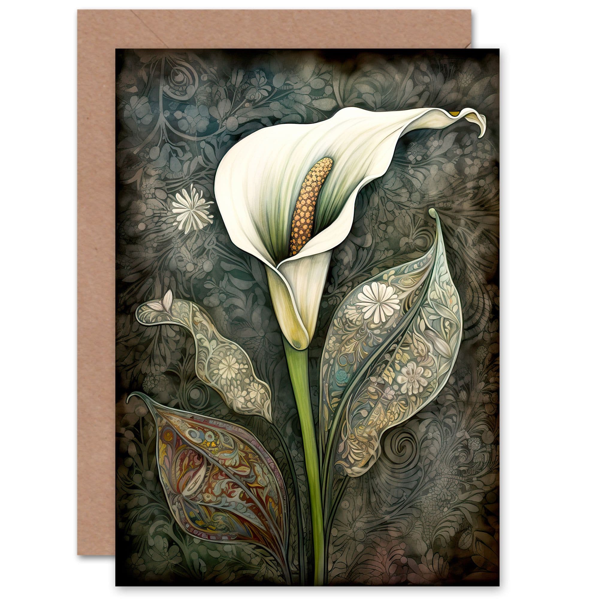 Calla Lily Flower Bloom Batik Wife Her Birthday Greeting Card