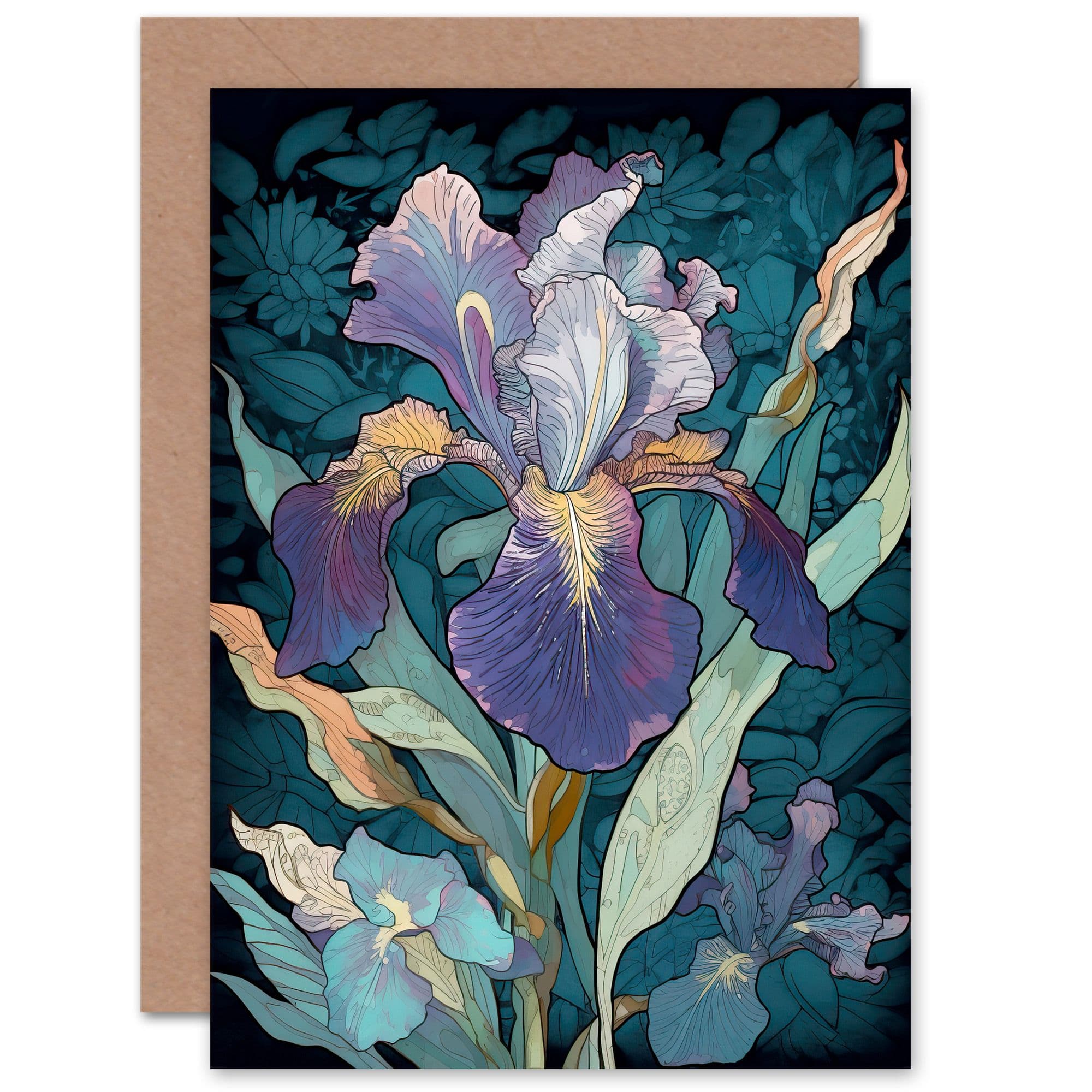 Single Iris Flower Bloom Wife Her Birthday Thank You Greeting Card
