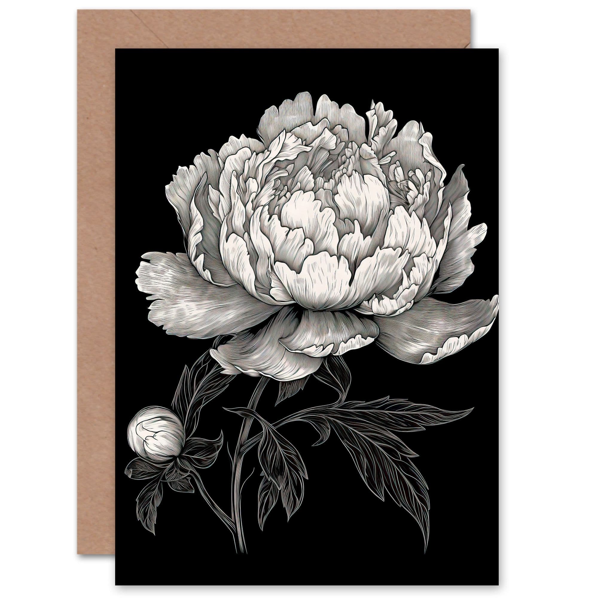 Peony Flower Bloom White Wife Her Birthday Greeting Card