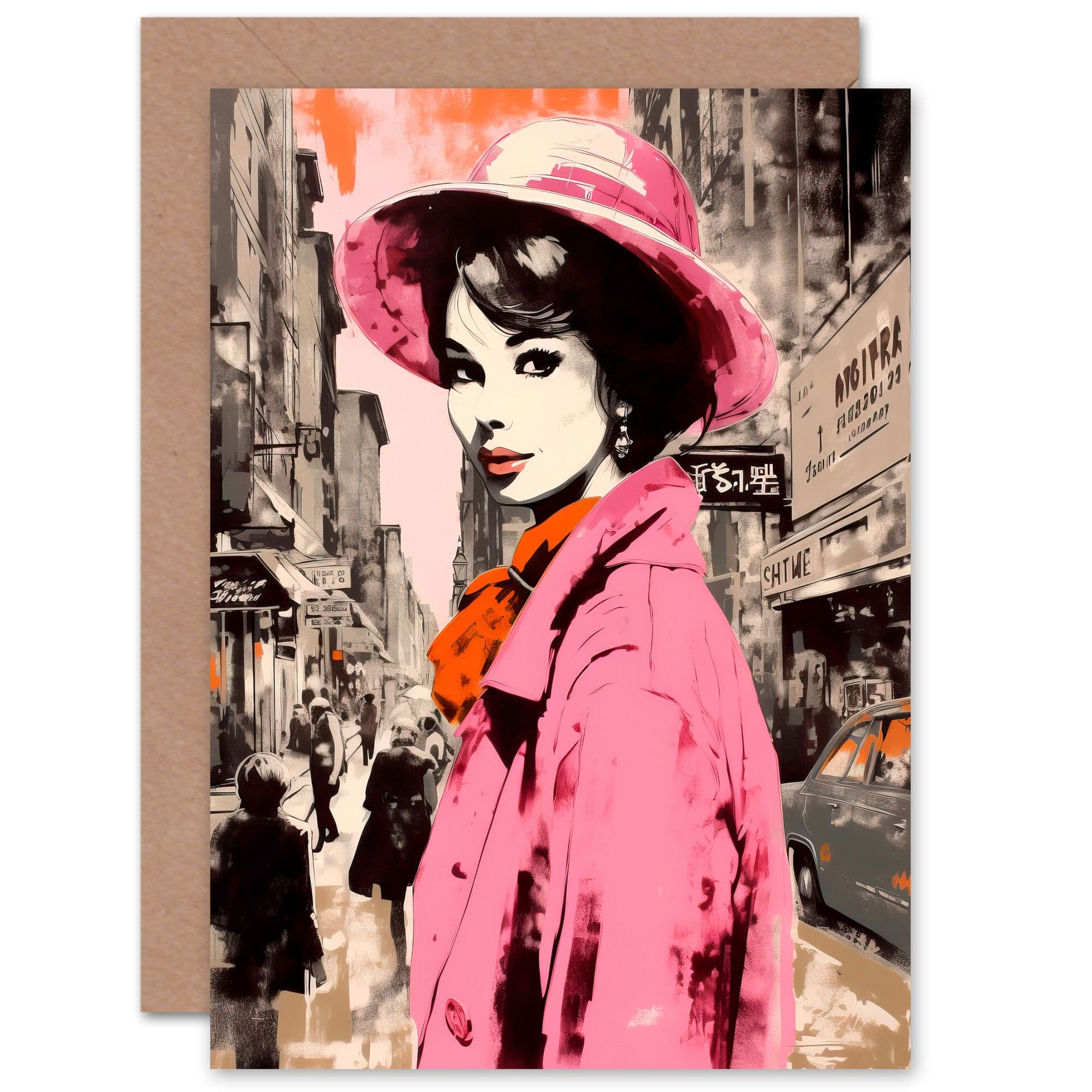 Retro Aesthetic Vintage Fashion Woman Birthday Thank You Greeting Card